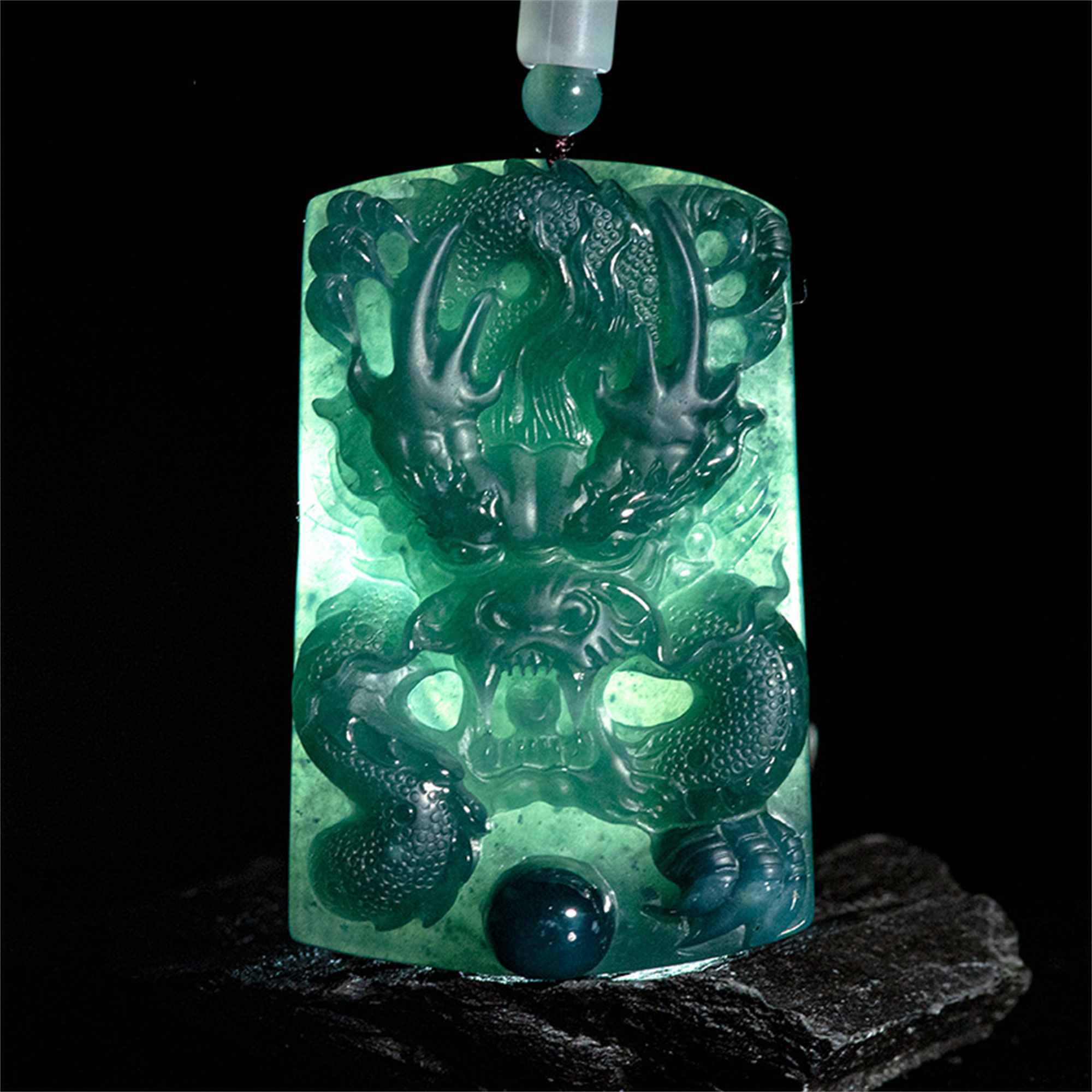 Unique Natural Type A Untreated Icy Blue Watery Guatemalan Jadeite Hand Carved Dragon Pendant,Irregular Dragon Plaque,DIY Jewelry Supplies