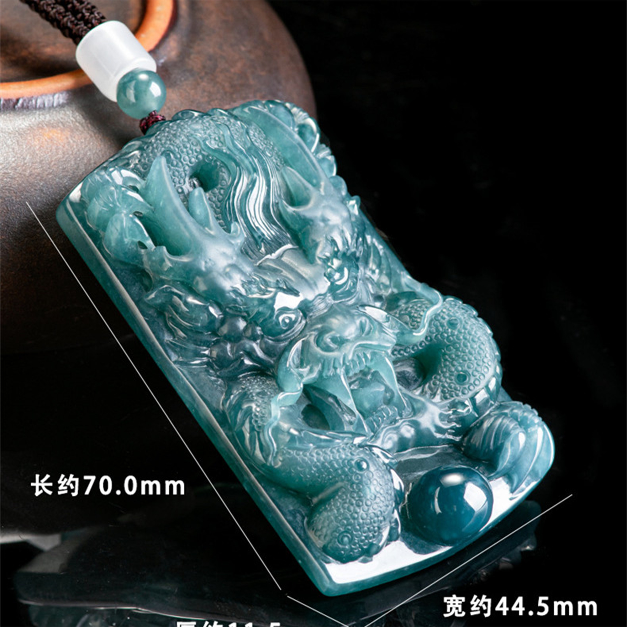 Unique Natural Type A Untreated Icy Blue Watery Guatemalan Jadeite Hand Carved Dragon Pendant,Irregular Dragon Plaque,DIY Jewelry Supplies