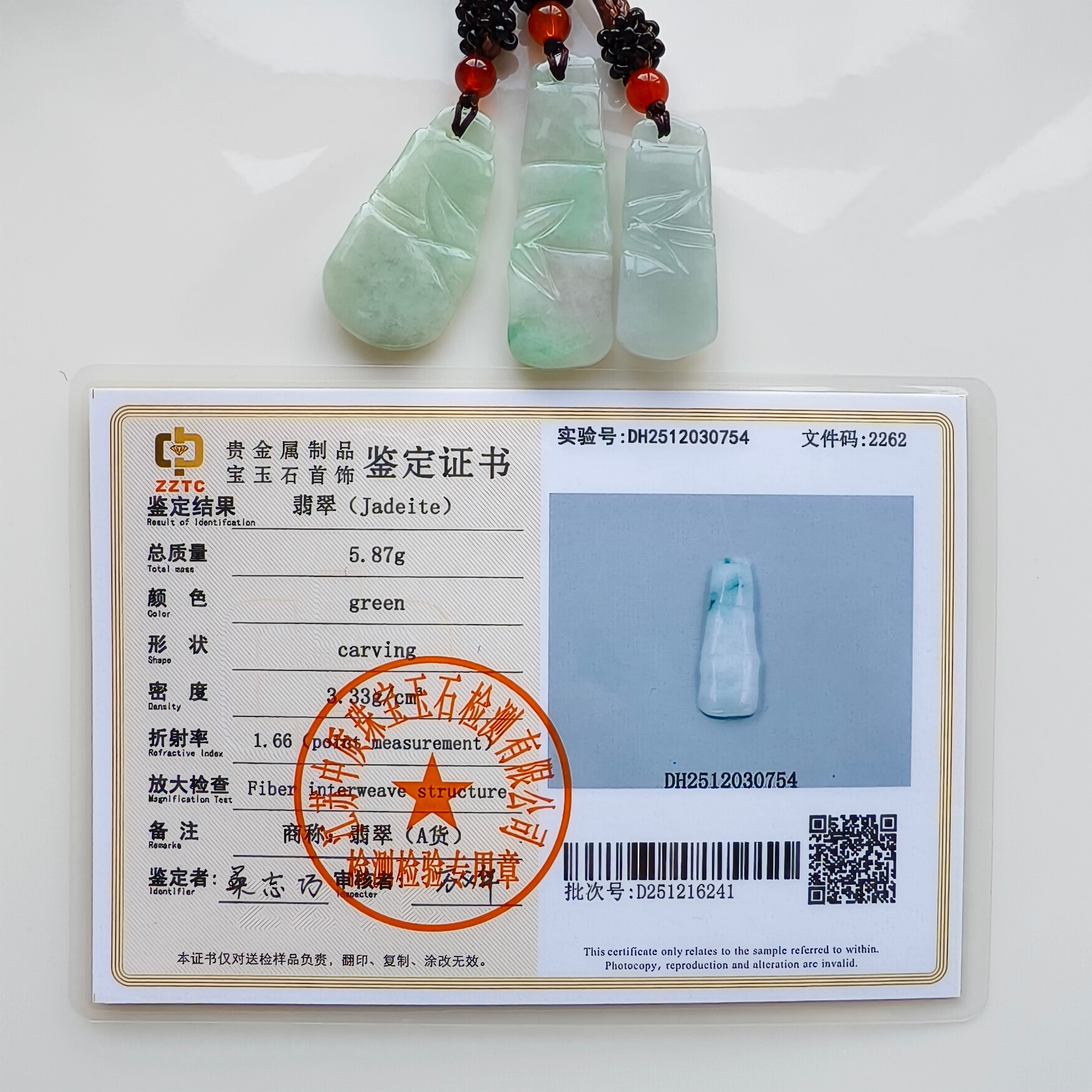 DDP 3pcs 34-45mm Natural Type A Untreated Green Burmese Jadeite Bamboo Joint Pendant