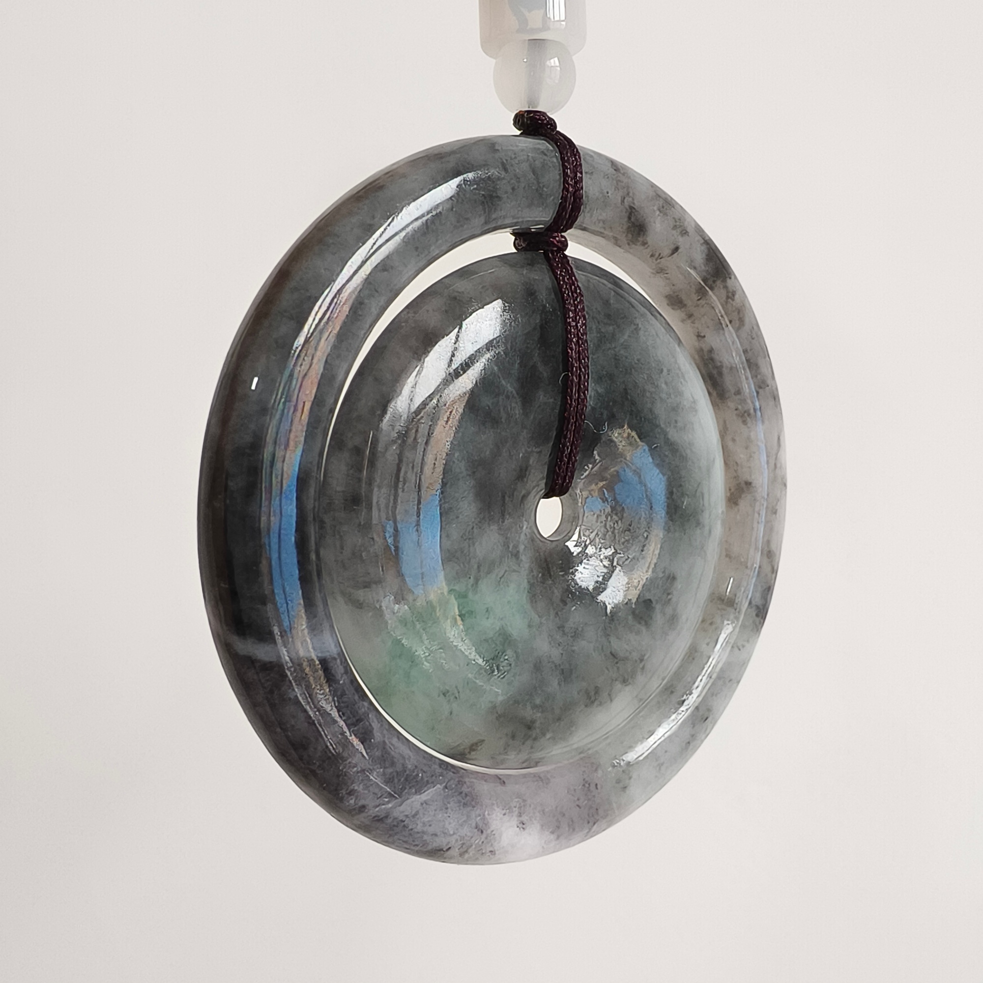 DDP 55.5mm Natural Certificated Type A Untreated Black Chicken Species Burmese Jadeite Size Safety Buckle Pendant