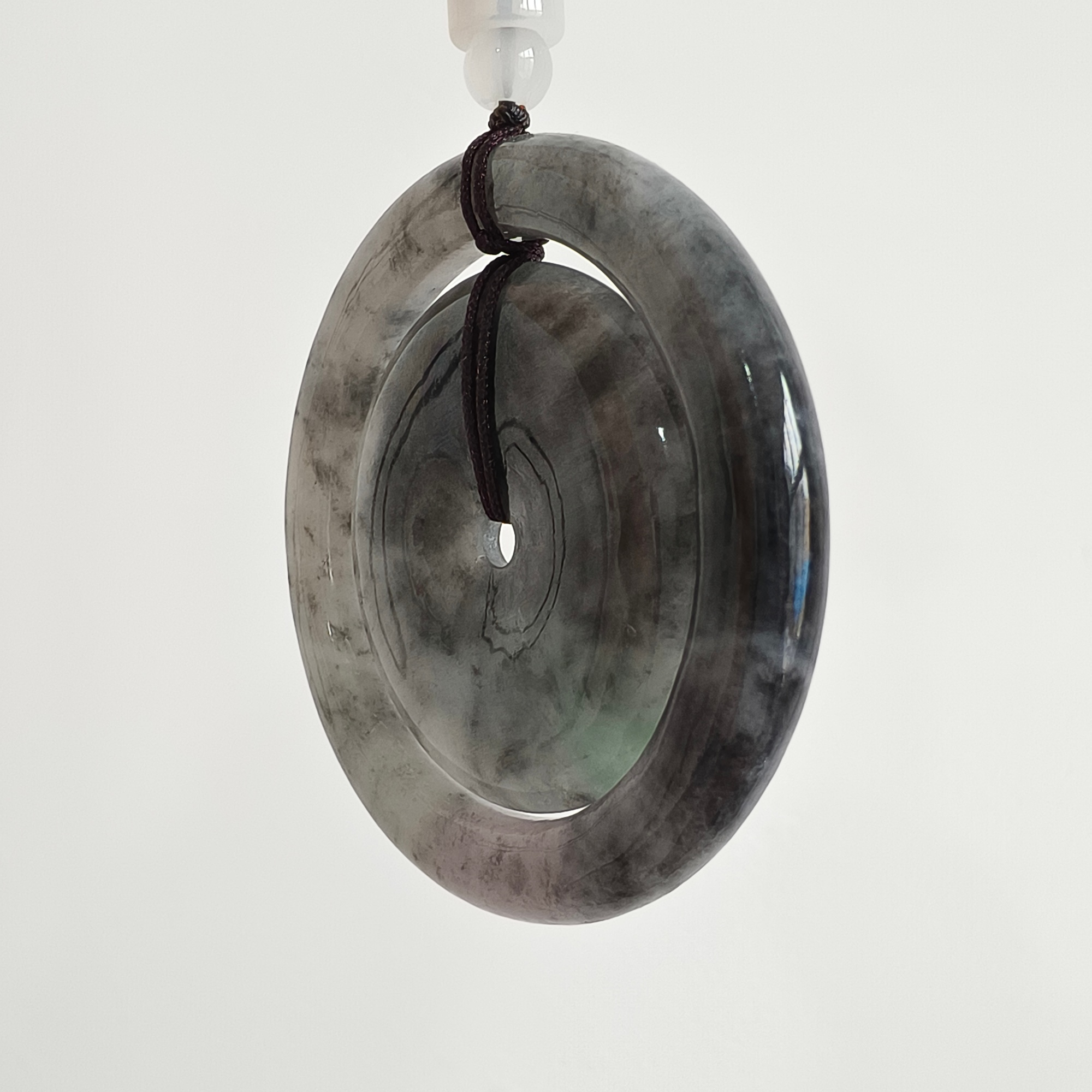 DDP 55.5mm Natural Certificated Type A Untreated Black Chicken Species Burmese Jadeite Size Safety Buckle Pendant