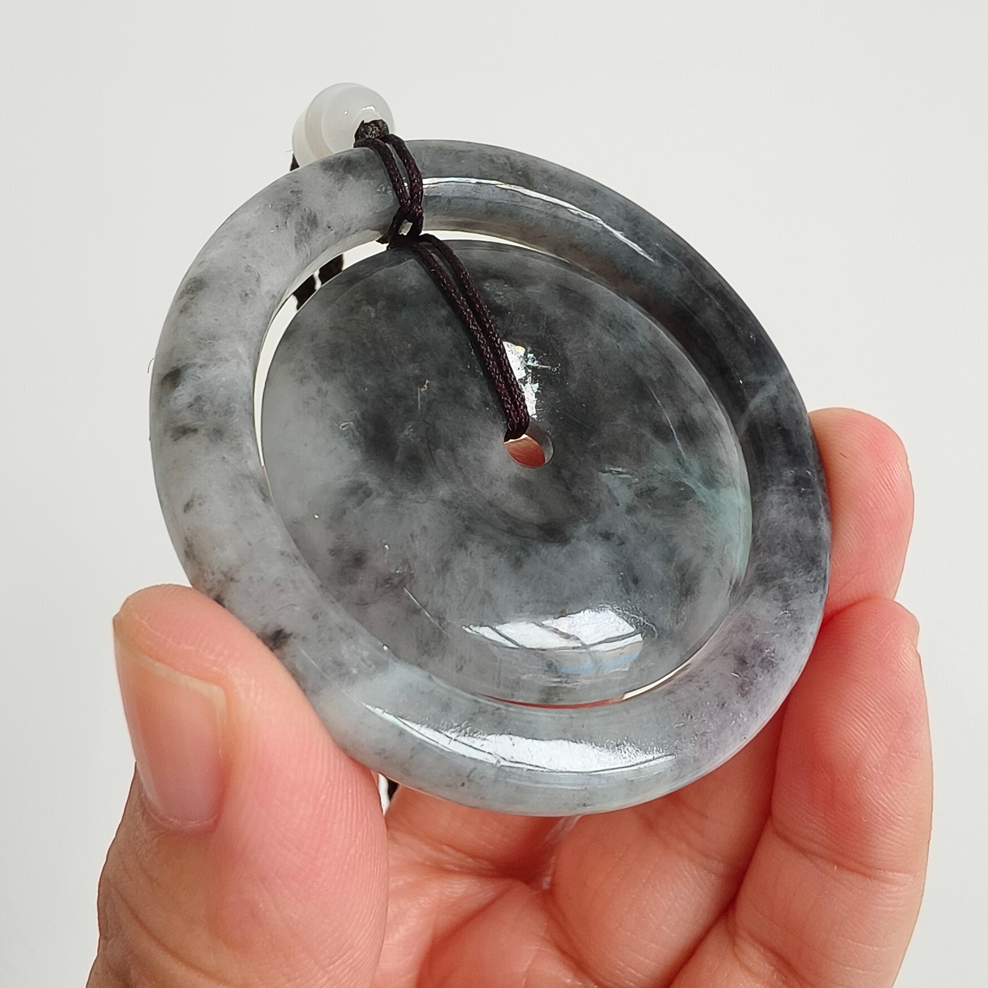 DDP 55.5mm Natural Certificated Type A Untreated Black Chicken Species Burmese Jadeite Size Safety Buckle Pendant