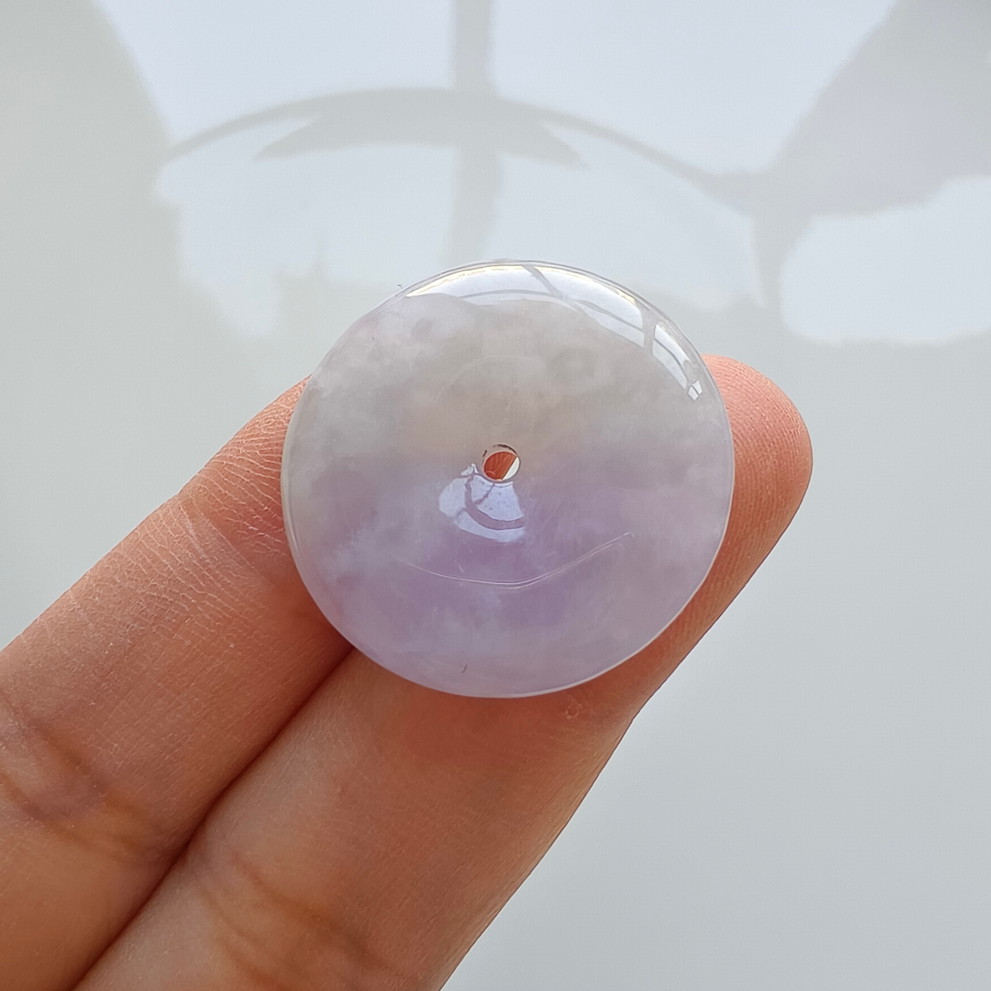 DDP 27mm Unique Natural Certificated Type A Untreated Icy Lavender Burmese Jadeite Safety Buckle Beads
