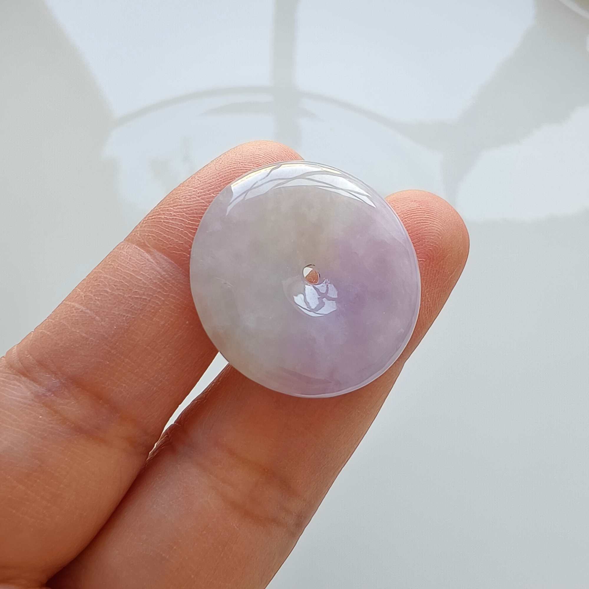 DDP 27mm Unique Natural Certificated Type A Untreated Icy Lavender Burmese Jadeite Safety Buckle Beads
