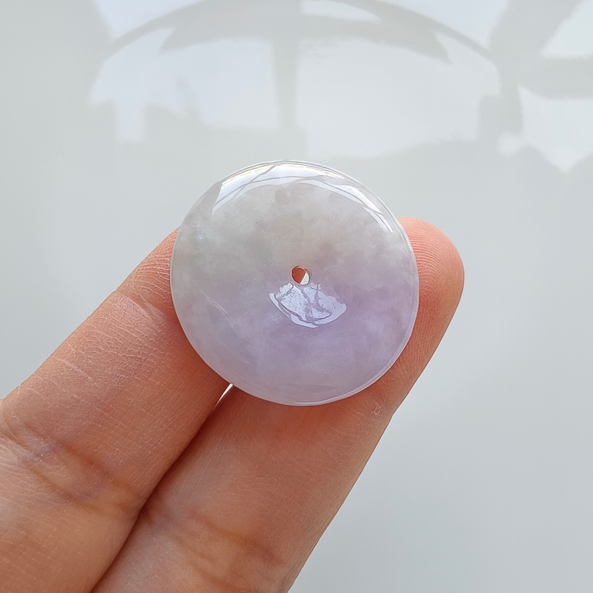 DDP 27mm Unique Natural Certificated Type A Untreated Icy Lavender Burmese Jadeite Safety Buckle Beads