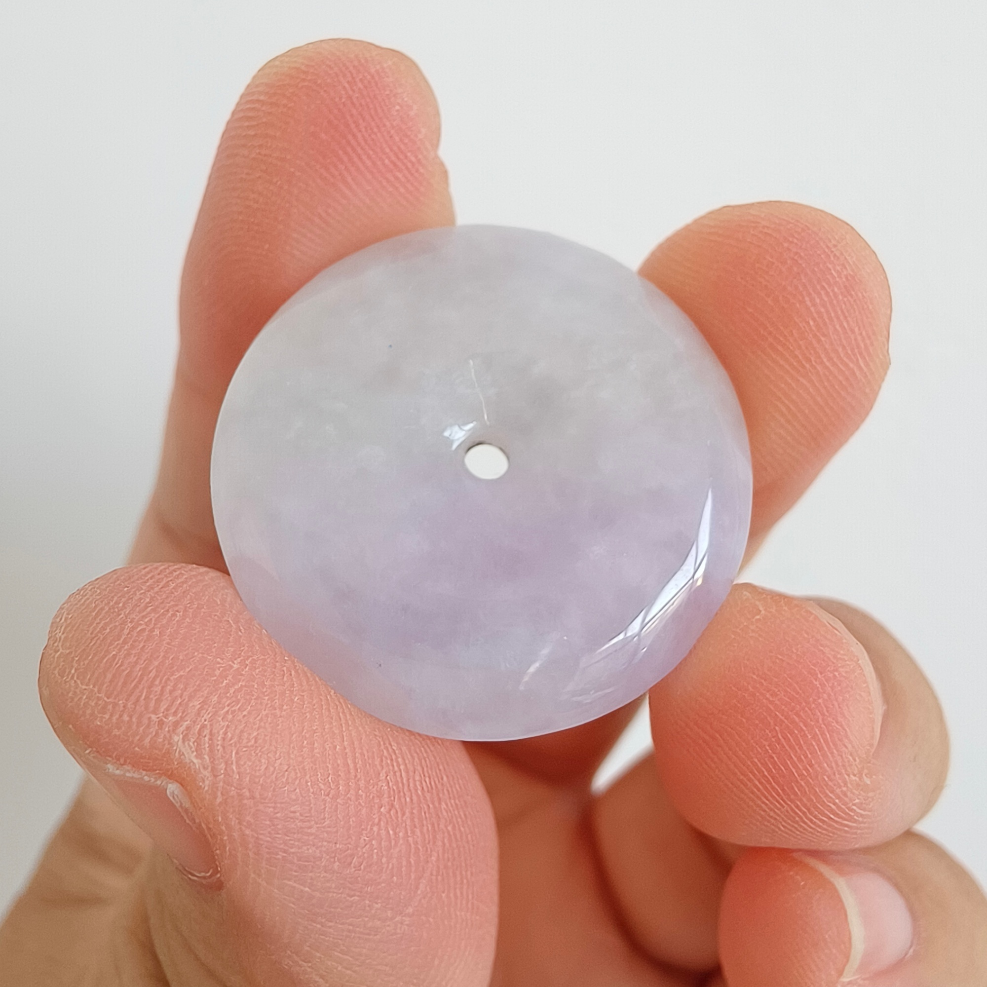 DDP 27mm Unique Natural Certificated Type A Untreated Icy Lavender Burmese Jadeite Safety Buckle Beads