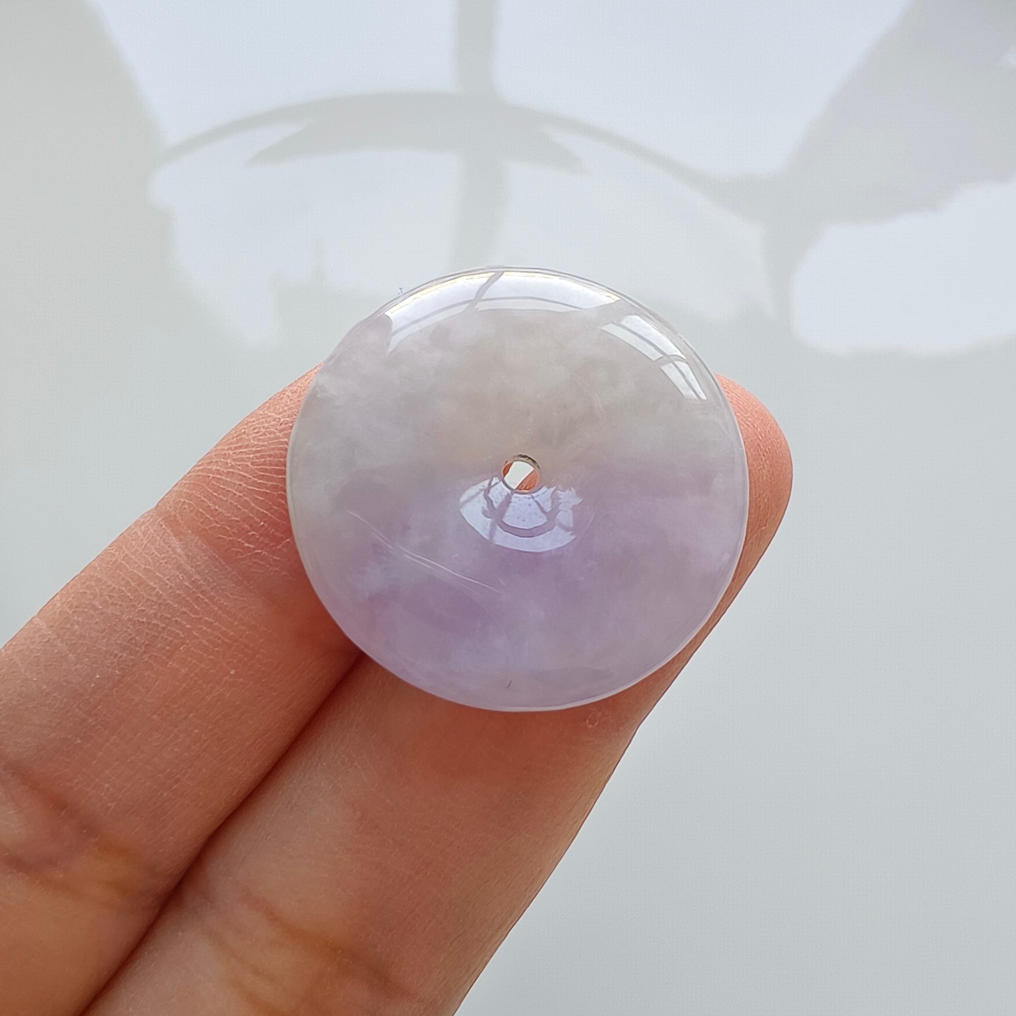 DDP 27mm Unique Natural Certificated Type A Untreated Icy Lavender Burmese Jadeite Safety Buckle Beads