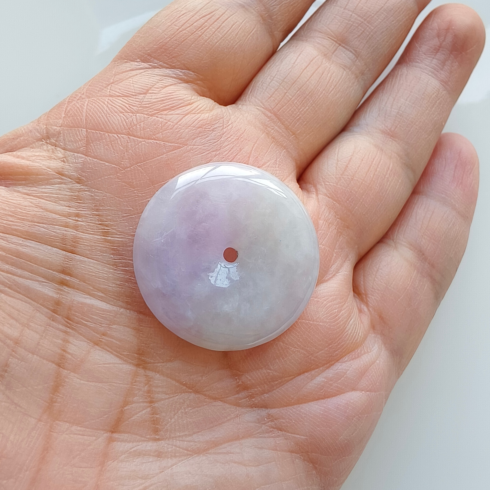 DDP 27mm Unique Natural Certificated Type A Untreated Icy Lavender Burmese Jadeite Safety Buckle Beads