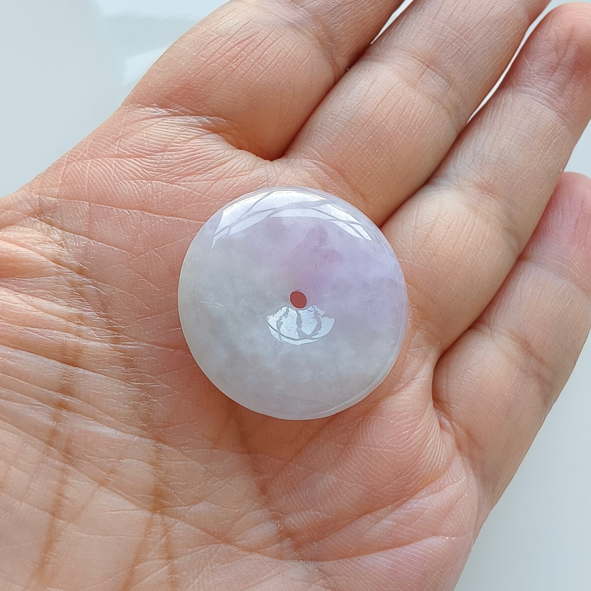 DDP 27mm Unique Natural Certificated Type A Untreated Icy Lavender Burmese Jadeite Safety Buckle Beads
