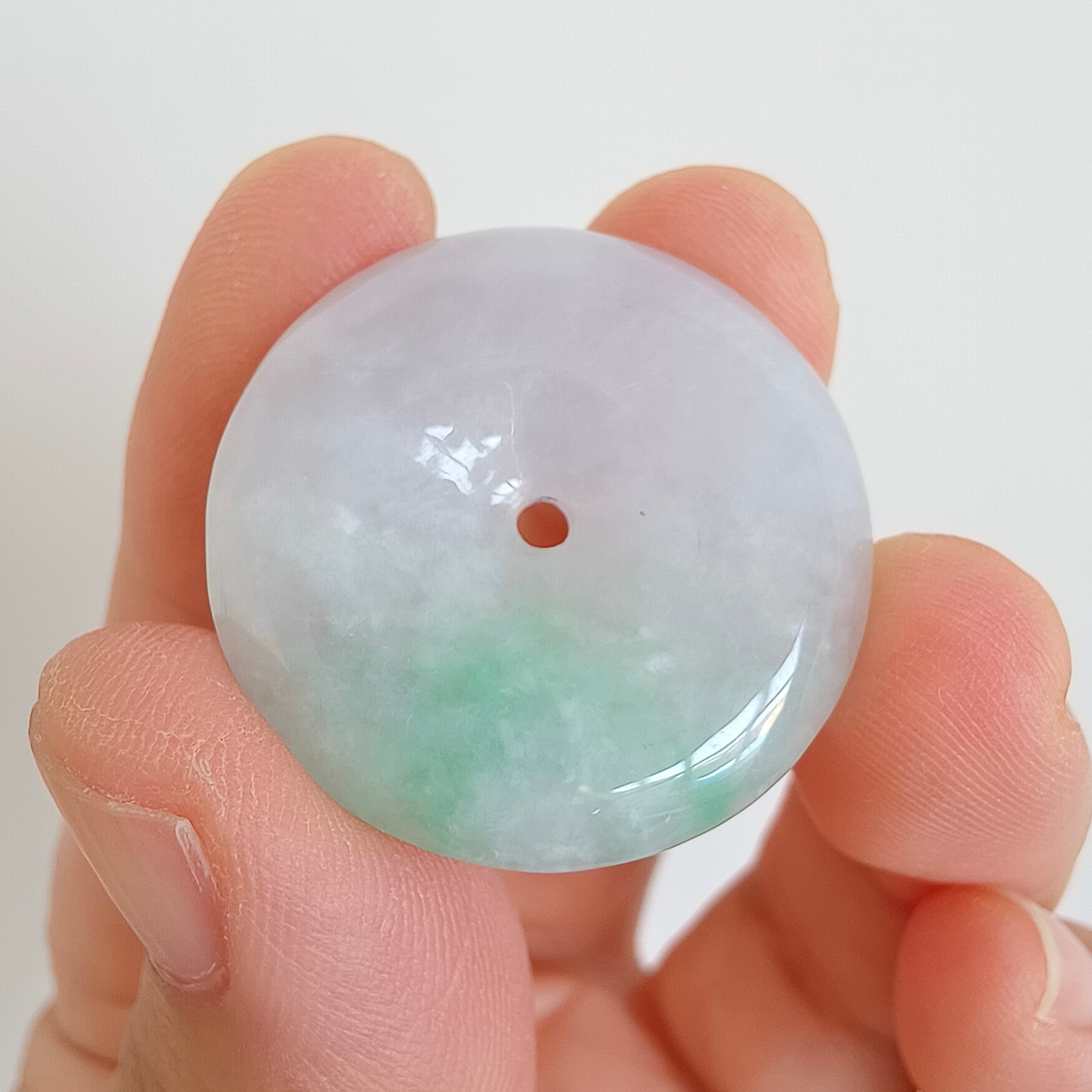 DDP 28mm Natural Type A Untreated Icy Lavender Green Burmese Jadeite Safety Buckle Beads