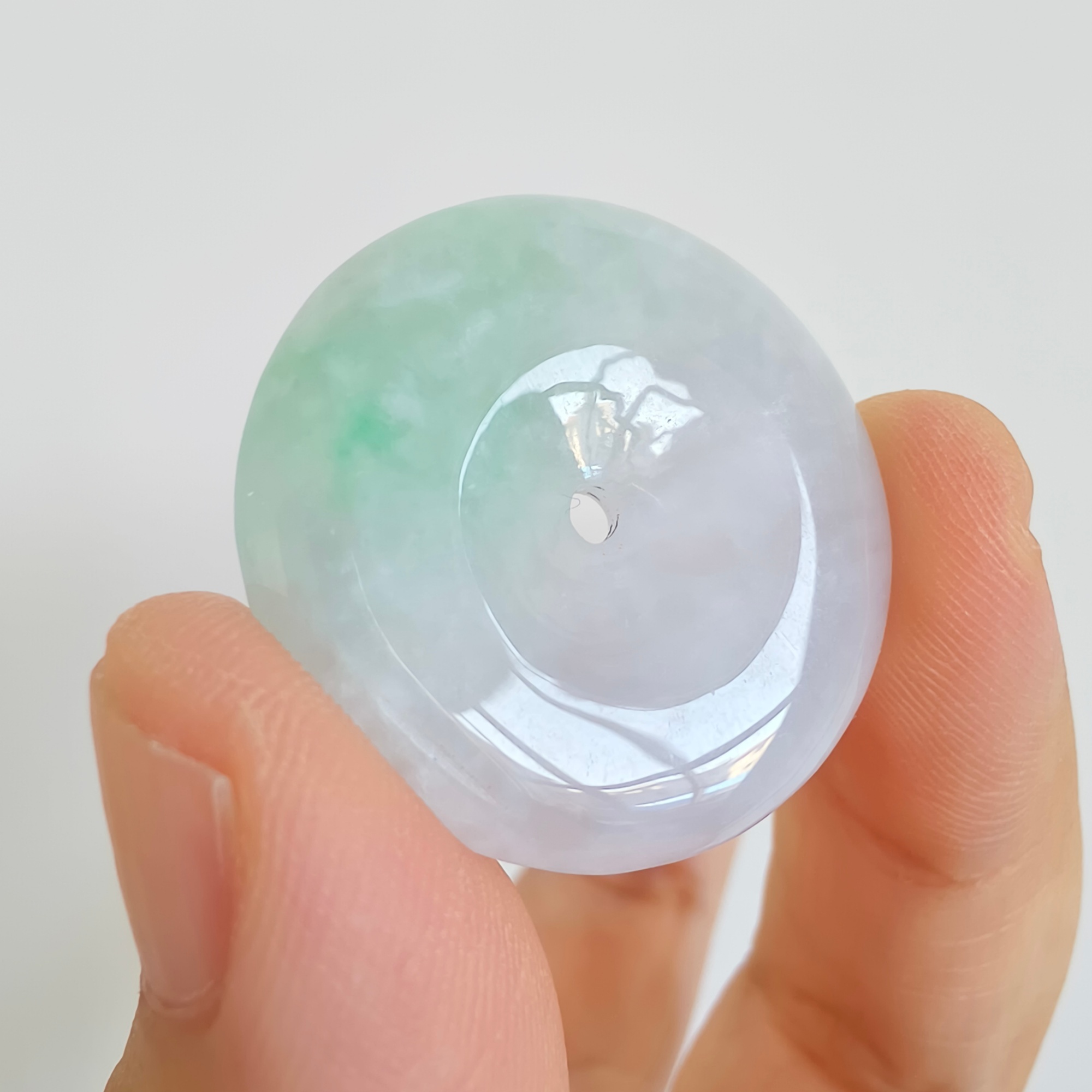 DDP 28mm Natural Type A Untreated Icy Lavender Green Burmese Jadeite Safety Buckle Beads