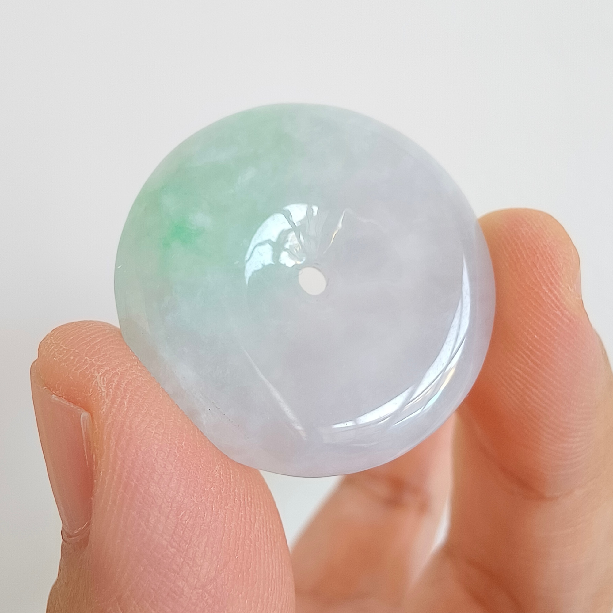 DDP 28mm Natural Type A Untreated Icy Lavender Green Burmese Jadeite Safety Buckle Beads