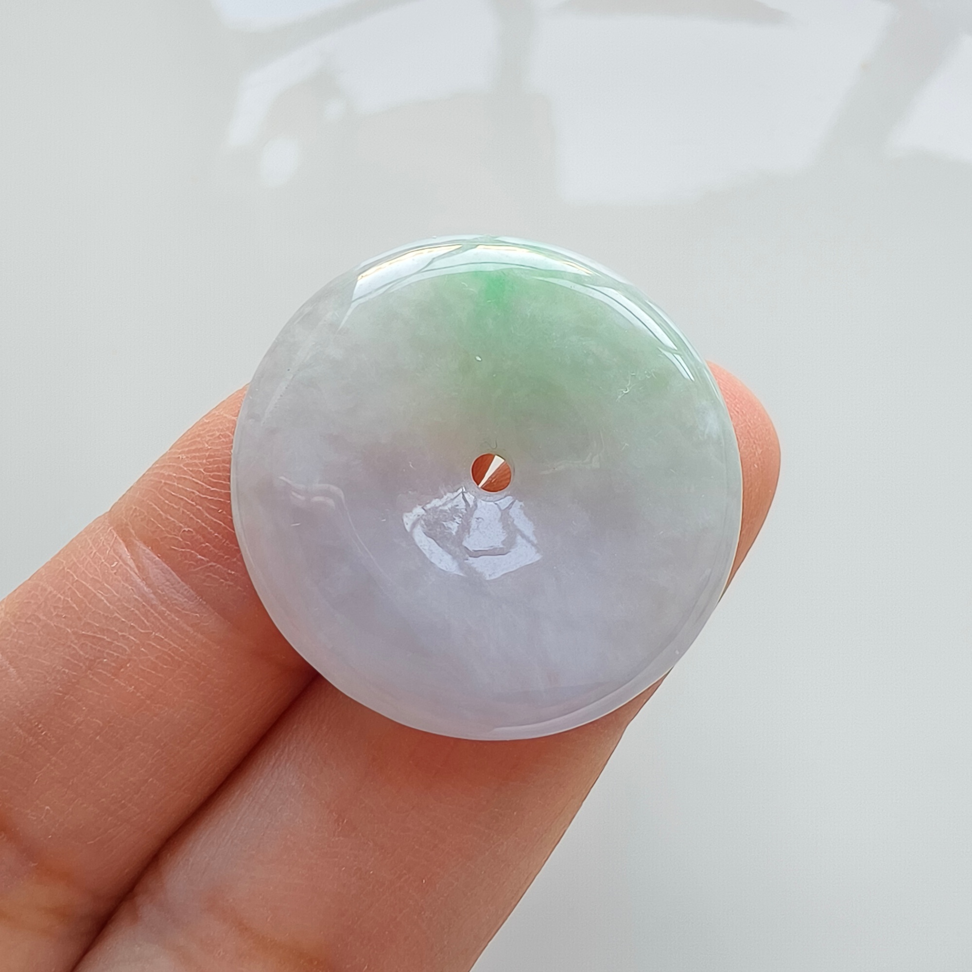 DDP 28mm Natural Type A Untreated Icy Lavender Green Burmese Jadeite Safety Buckle Beads