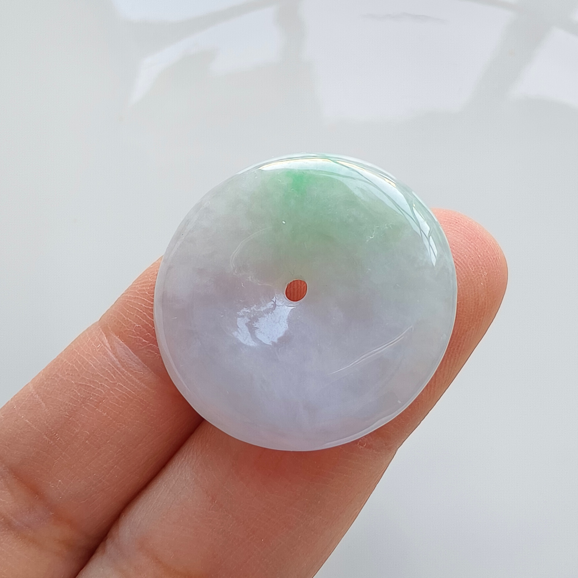 DDP 28mm Natural Type A Untreated Icy Lavender Green Burmese Jadeite Safety Buckle Beads