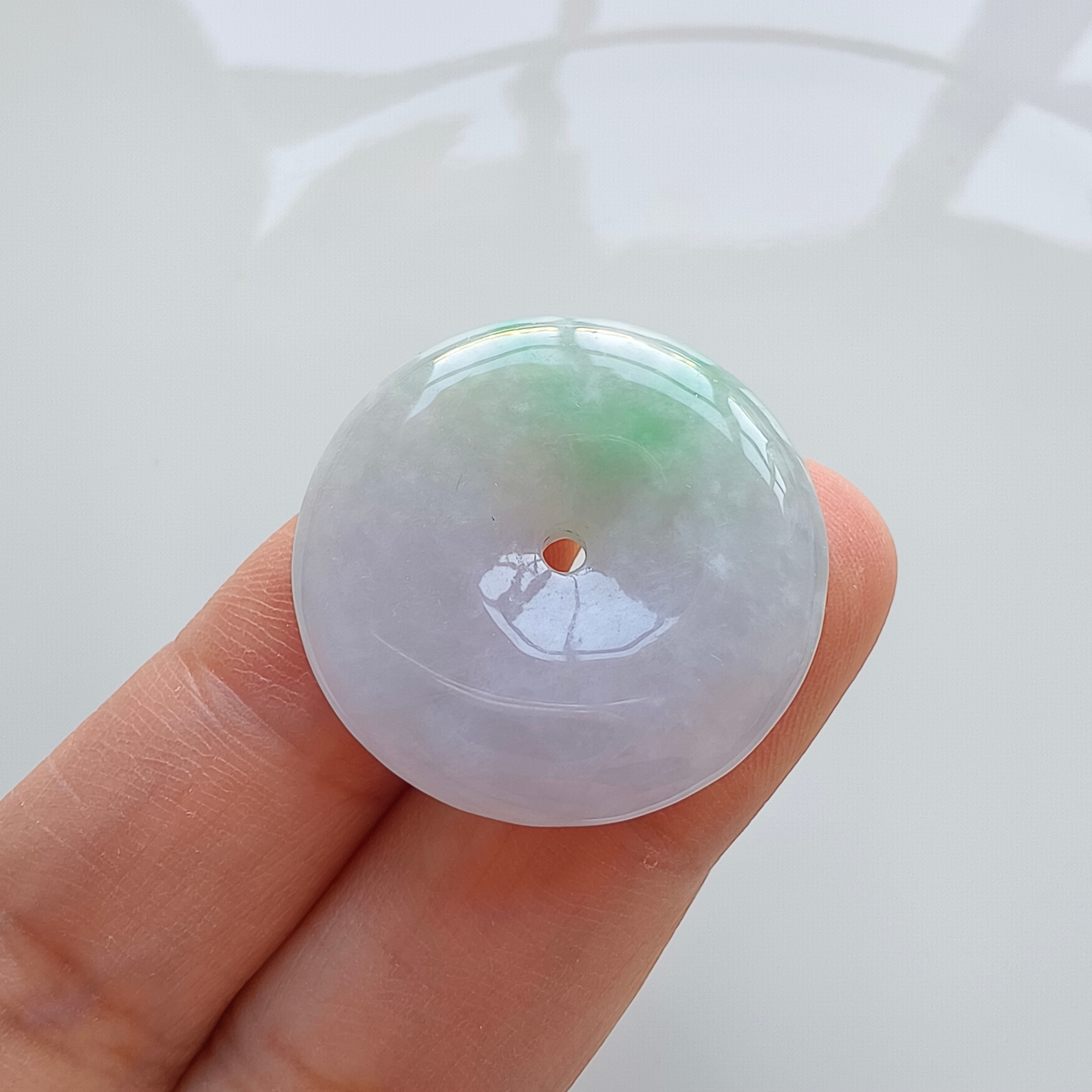DDP 28mm Natural Type A Untreated Icy Lavender Green Burmese Jadeite Safety Buckle Beads