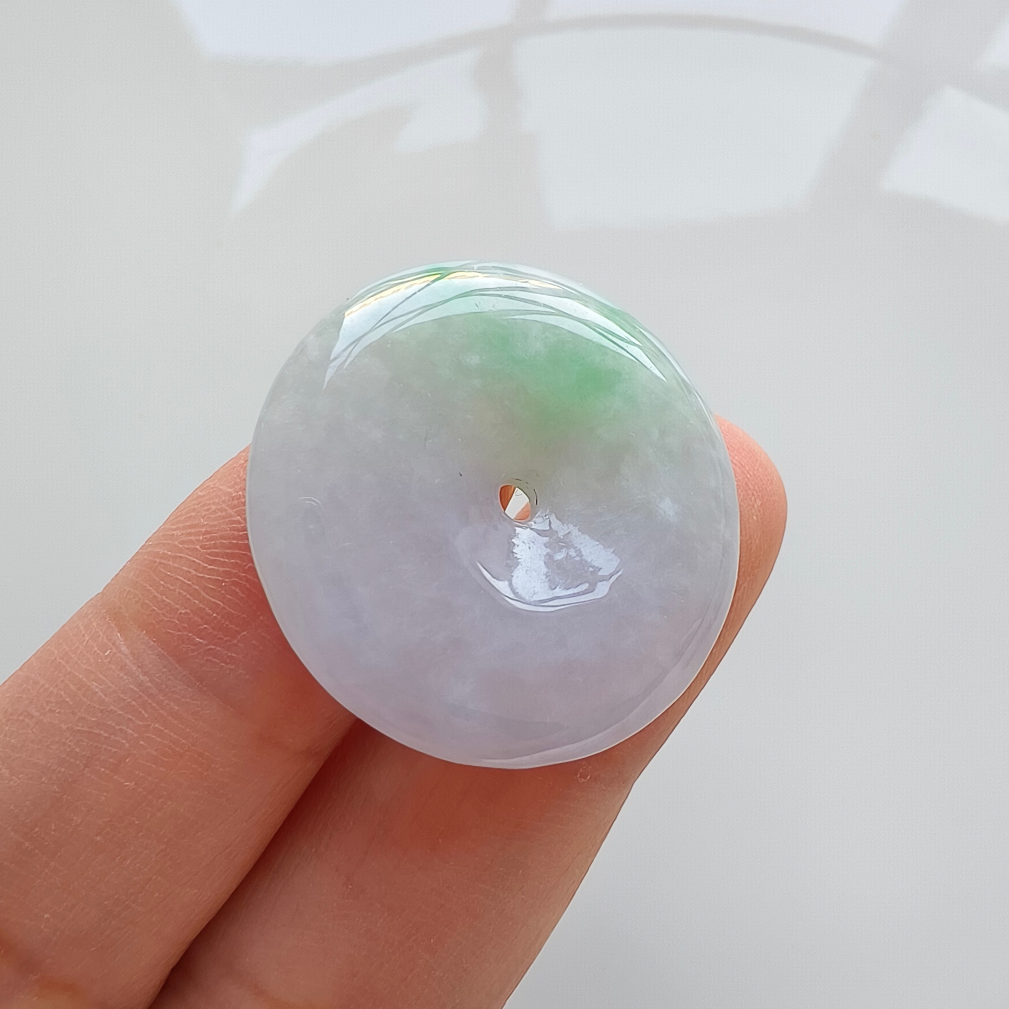 DDP 28mm Natural Type A Untreated Icy Lavender Green Burmese Jadeite Safety Buckle Beads