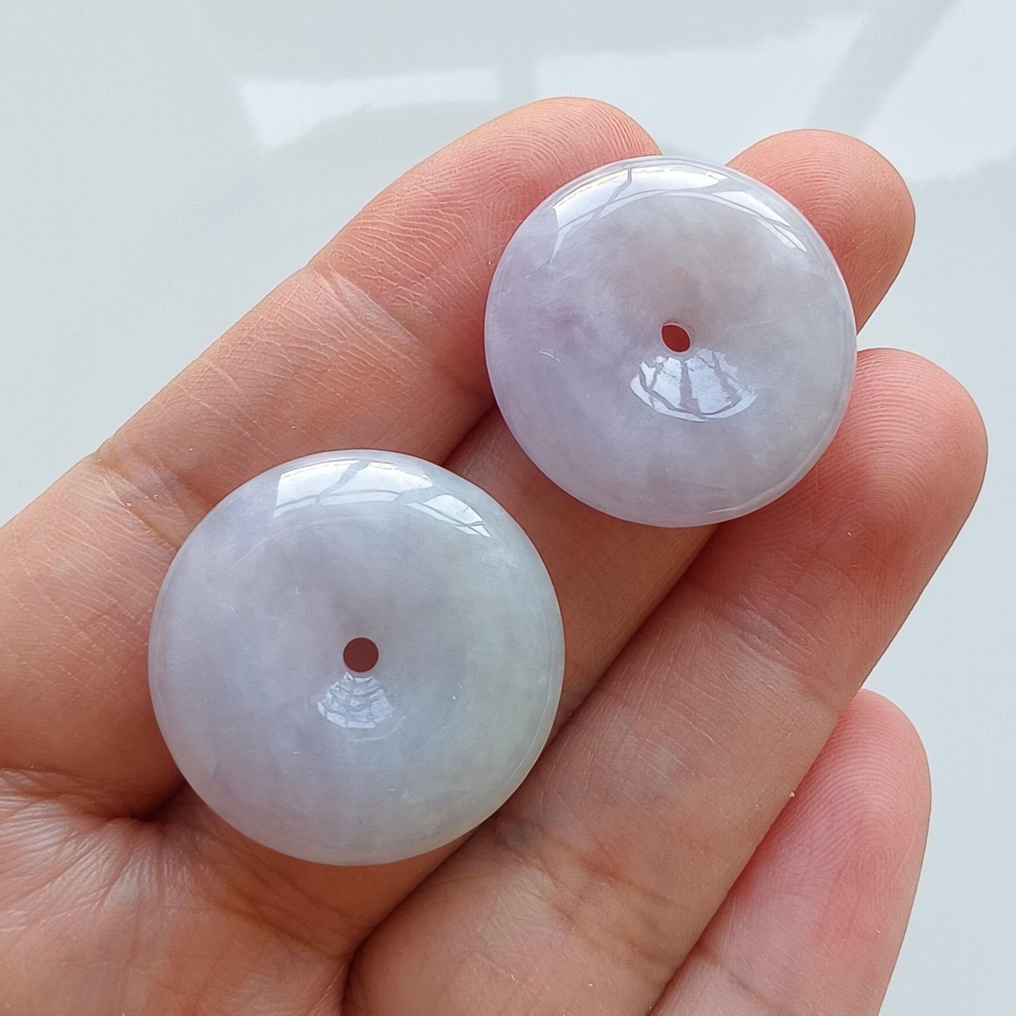 DDP 24-25mm Natural Certificated Type A Untreated Icy Lavender Green Burmese Jadeite Safety Buckle Beads