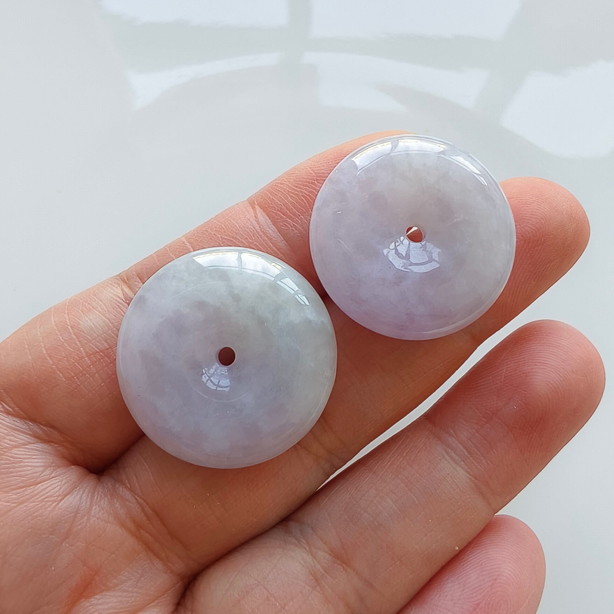 DDP 24-25mm Natural Certificated Type A Untreated Icy Lavender Green Burmese Jadeite Safety Buckle Beads