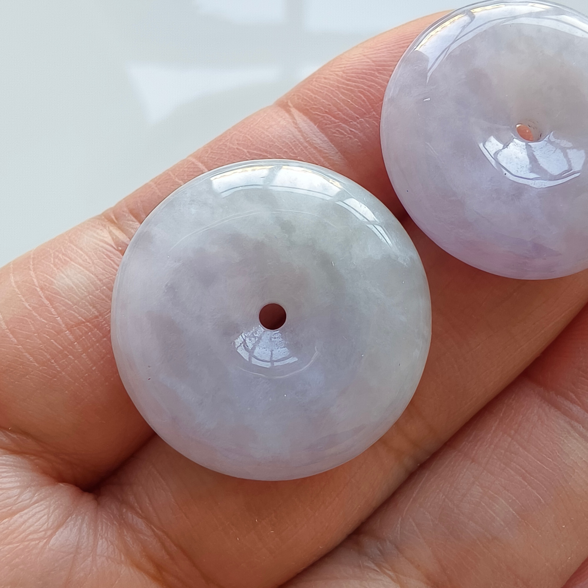 DDP 24-25mm Natural Certificated Type A Untreated Icy Lavender Green Burmese Jadeite Safety Buckle Beads