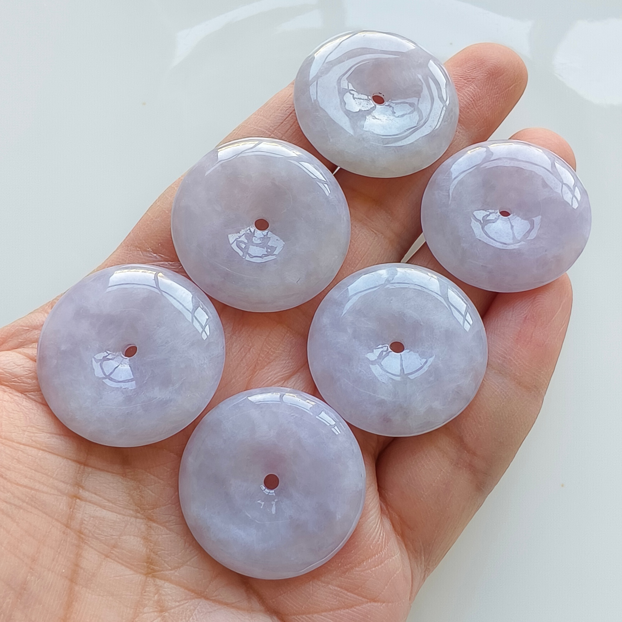 DDP 27.5-28mm Unique Natural Certificated Type A Untreated Icy Lavender Burmese Jadeite Safety Buckle Beads
