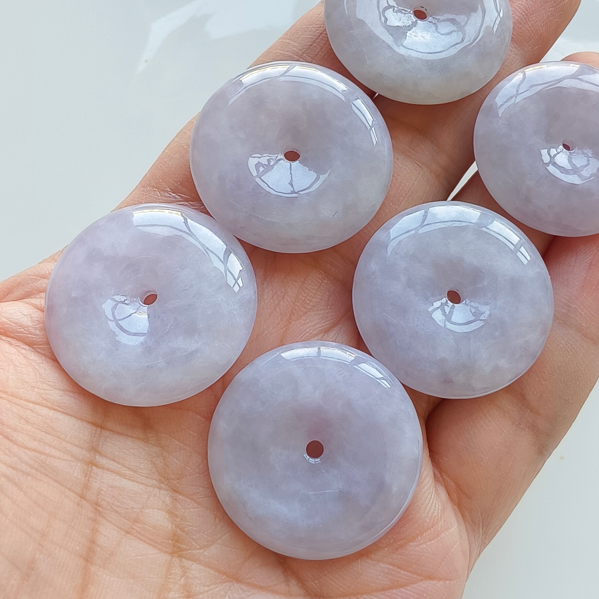 DDP 27.5-28mm Unique Natural Certificated Type A Untreated Icy Lavender Burmese Jadeite Safety Buckle Beads