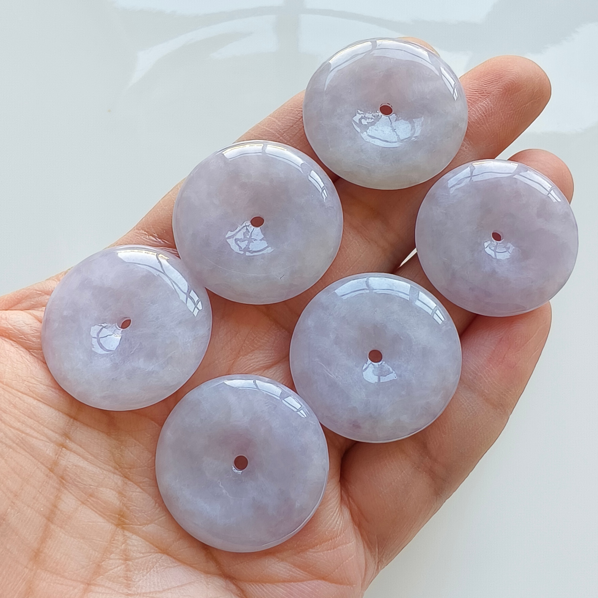DDP 27.5-28mm Unique Natural Certificated Type A Untreated Icy Lavender Burmese Jadeite Safety Buckle Beads
