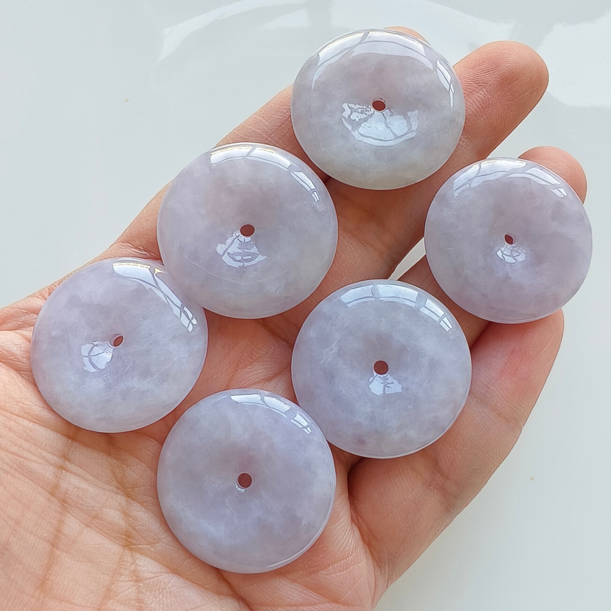 DDP 27.5-28mm Unique Natural Certificated Type A Untreated Icy Lavender Burmese Jadeite Safety Buckle Beads
