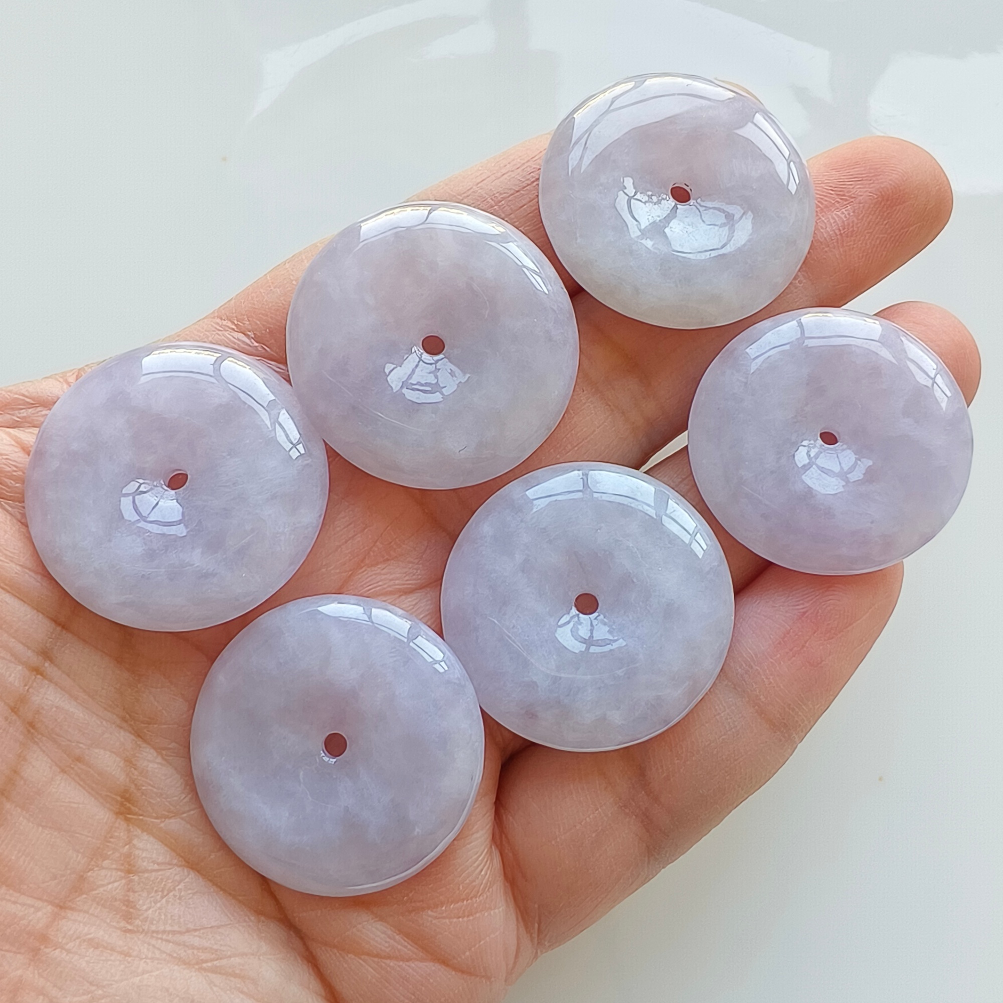 DDP 27.5-28mm Unique Natural Certificated Type A Untreated Icy Lavender Burmese Jadeite Safety Buckle Beads