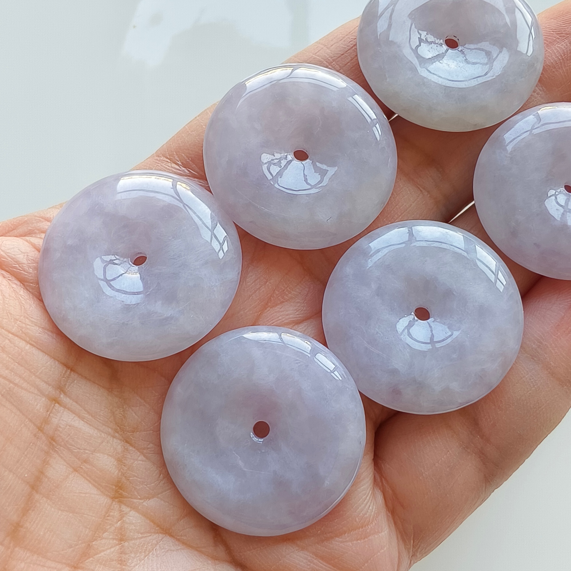 DDP 27.5-28mm Unique Natural Certificated Type A Untreated Icy Lavender Burmese Jadeite Safety Buckle Beads