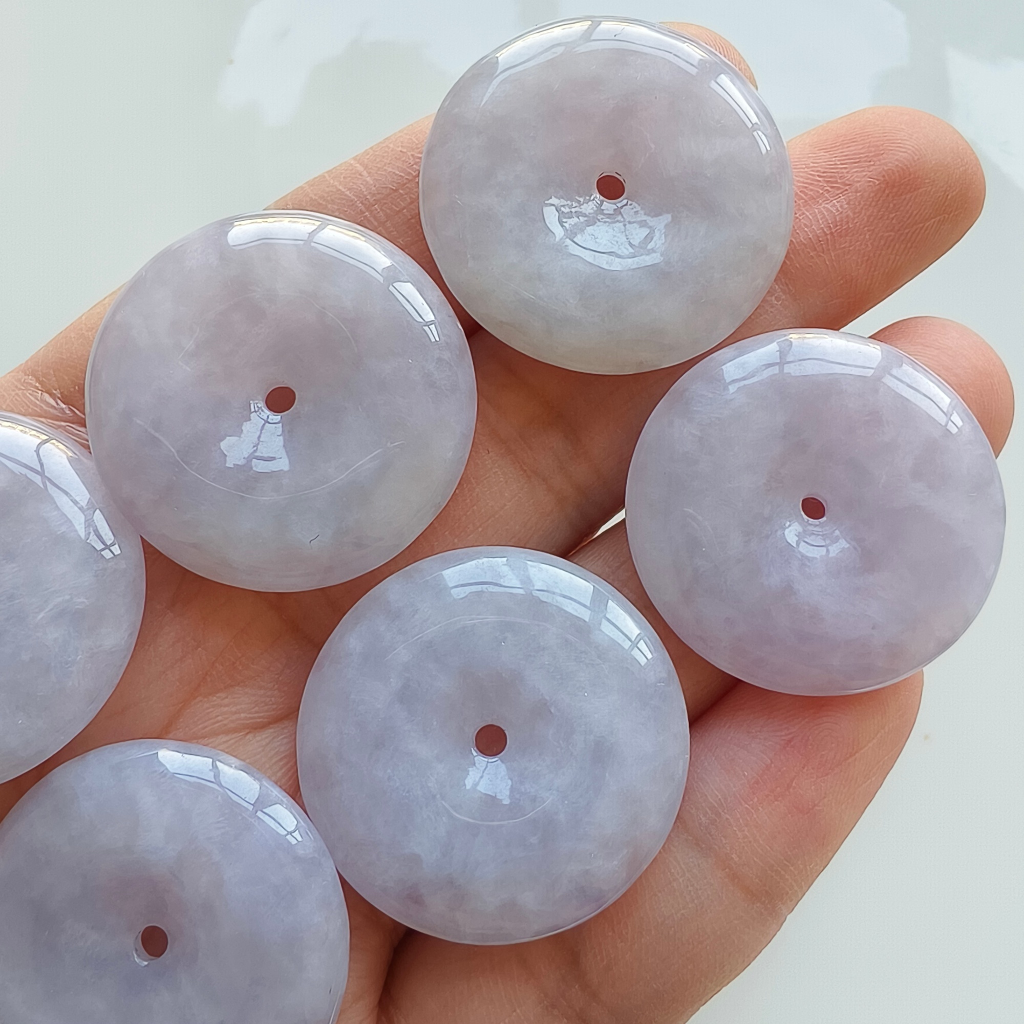 DDP 27.5-28mm Unique Natural Certificated Type A Untreated Icy Lavender Burmese Jadeite Safety Buckle Beads