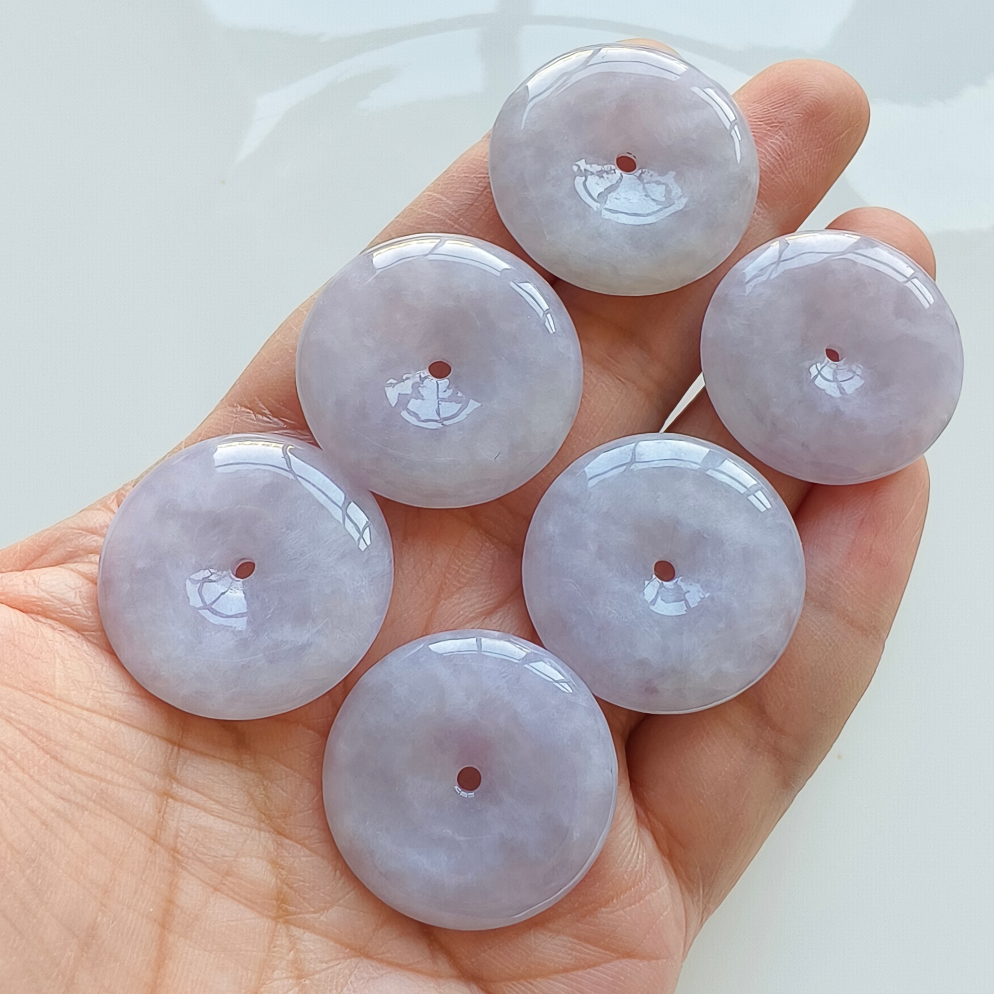 DDP 27.5-28mm Unique Natural Certificated Type A Untreated Icy Lavender Burmese Jadeite Safety Buckle Beads