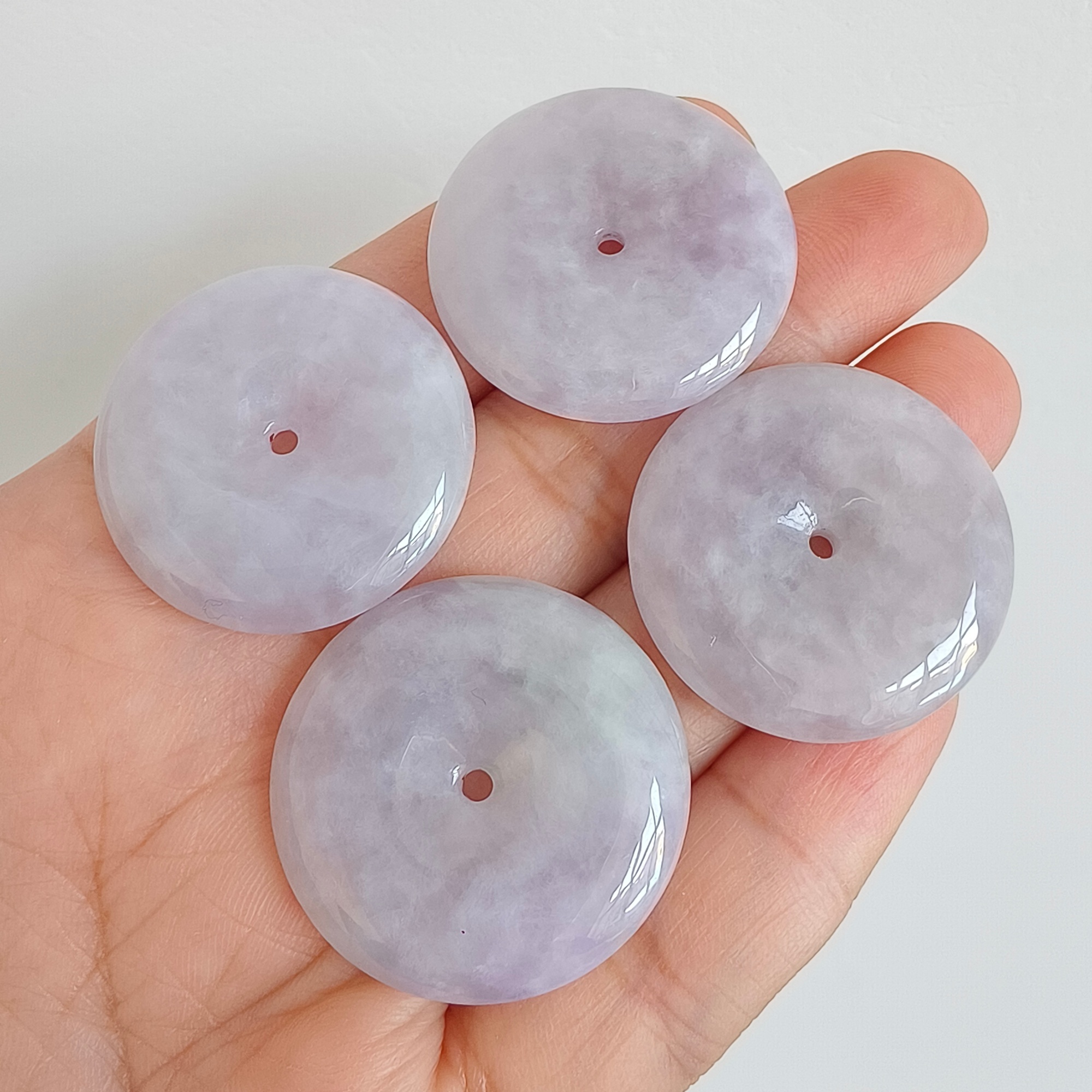 DDP 24.5-26mm Unique Natural Certificated Type A Untreated Icy Lavender Burmese Jadeite Safety Buckle Beads