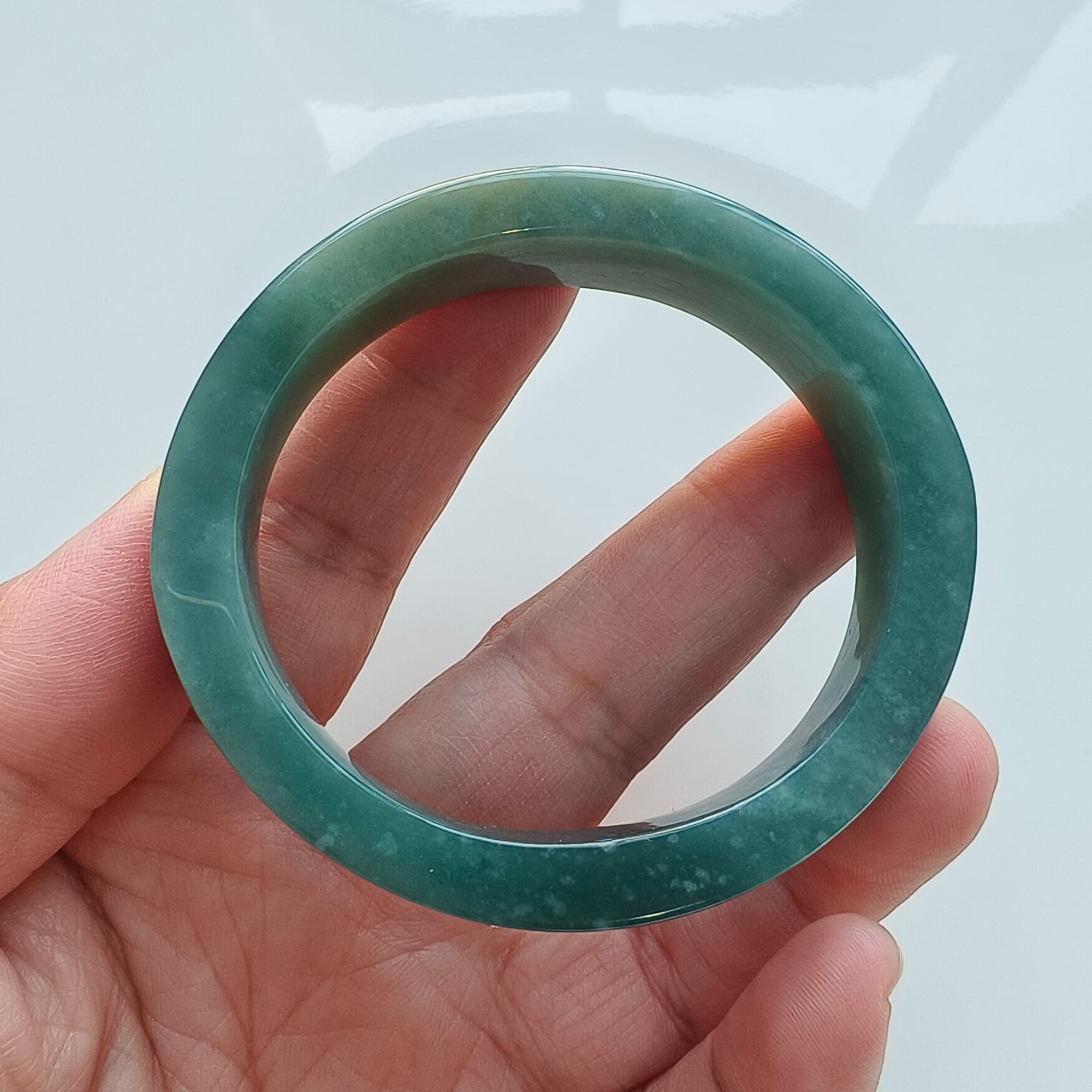 DDP 48.5X53mm Natural Type A Blue Yellow Guatemalan Jadeite Round Band Bangle