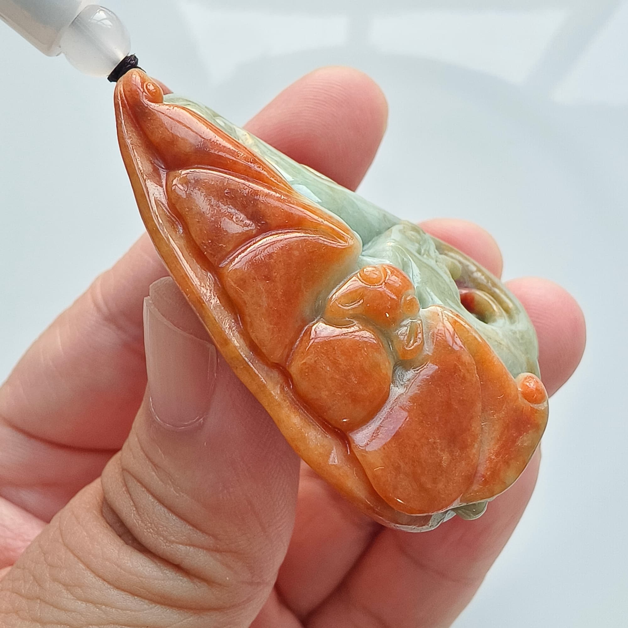 DDP 50mm Natural Certificated Red Green Burmese Jadeite Irregular Pendant With Dragon And Gecko Carved