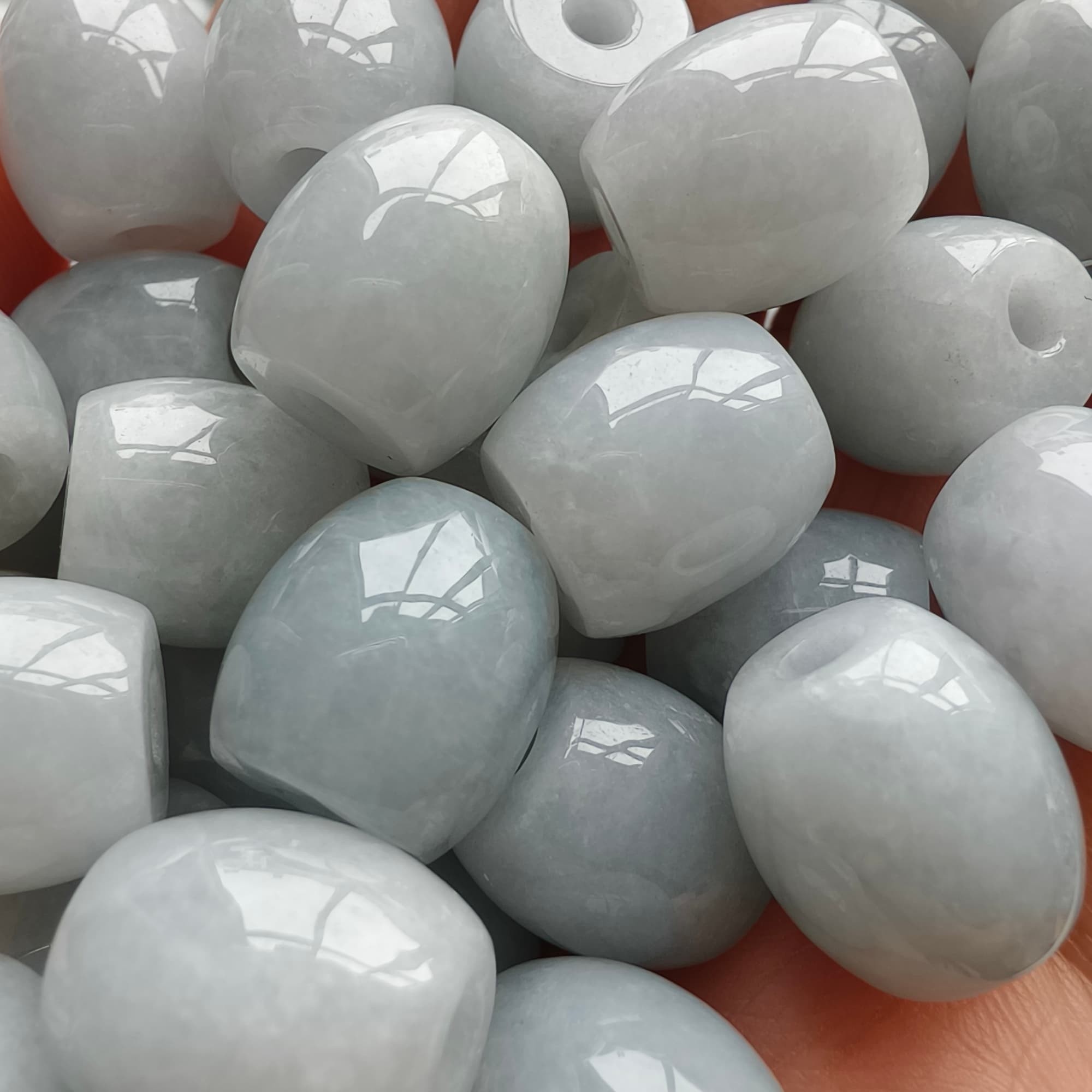 DDP 5pcs 12.5-13.5mm Natural Certificated Type A Untreated Light Green Burmese Jadeite Oval Barrel Beads