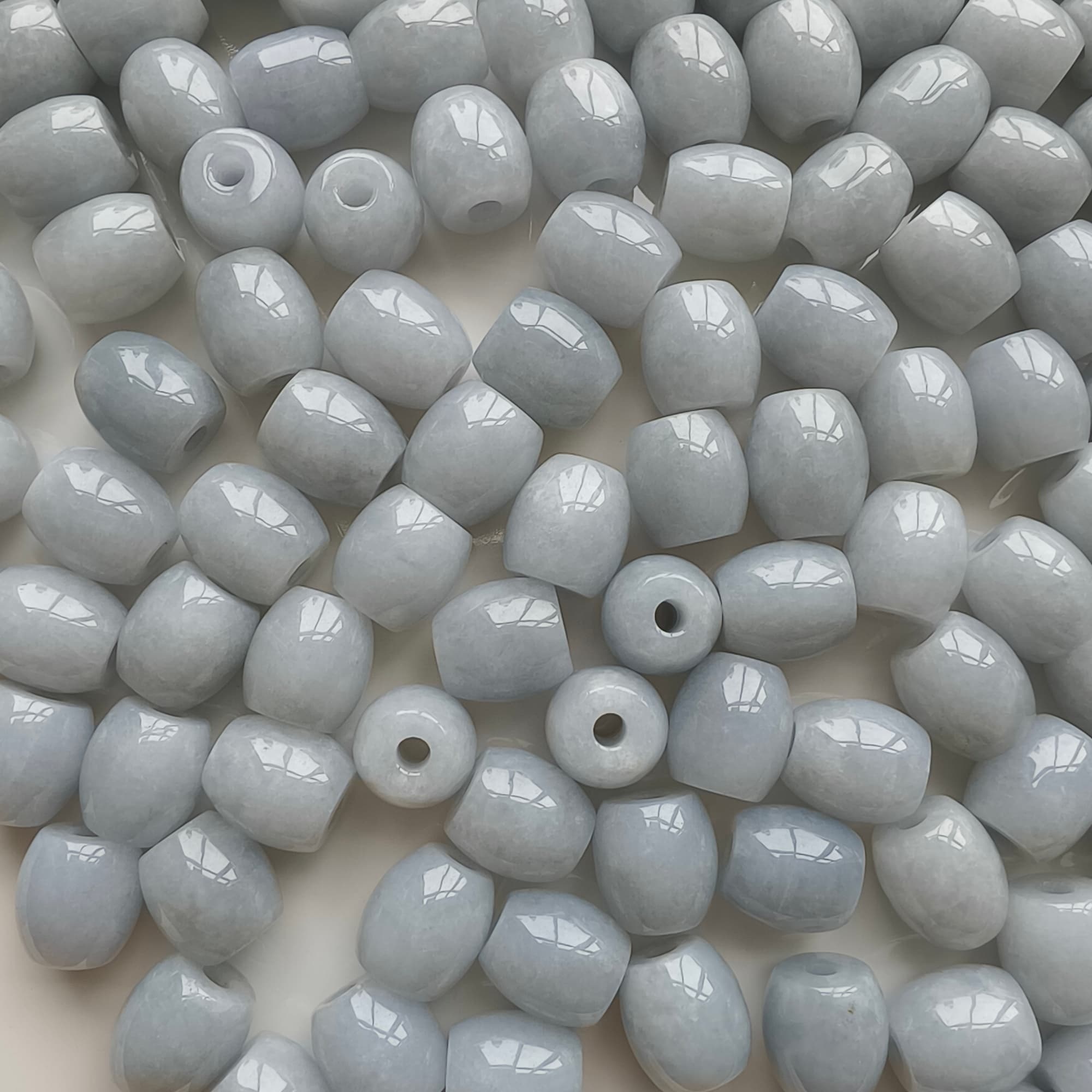 DDP 5pcs 12.5-13.5mm Natural Certificated Type A Untreated Light Green Burmese Jadeite Oval Barrel Beads