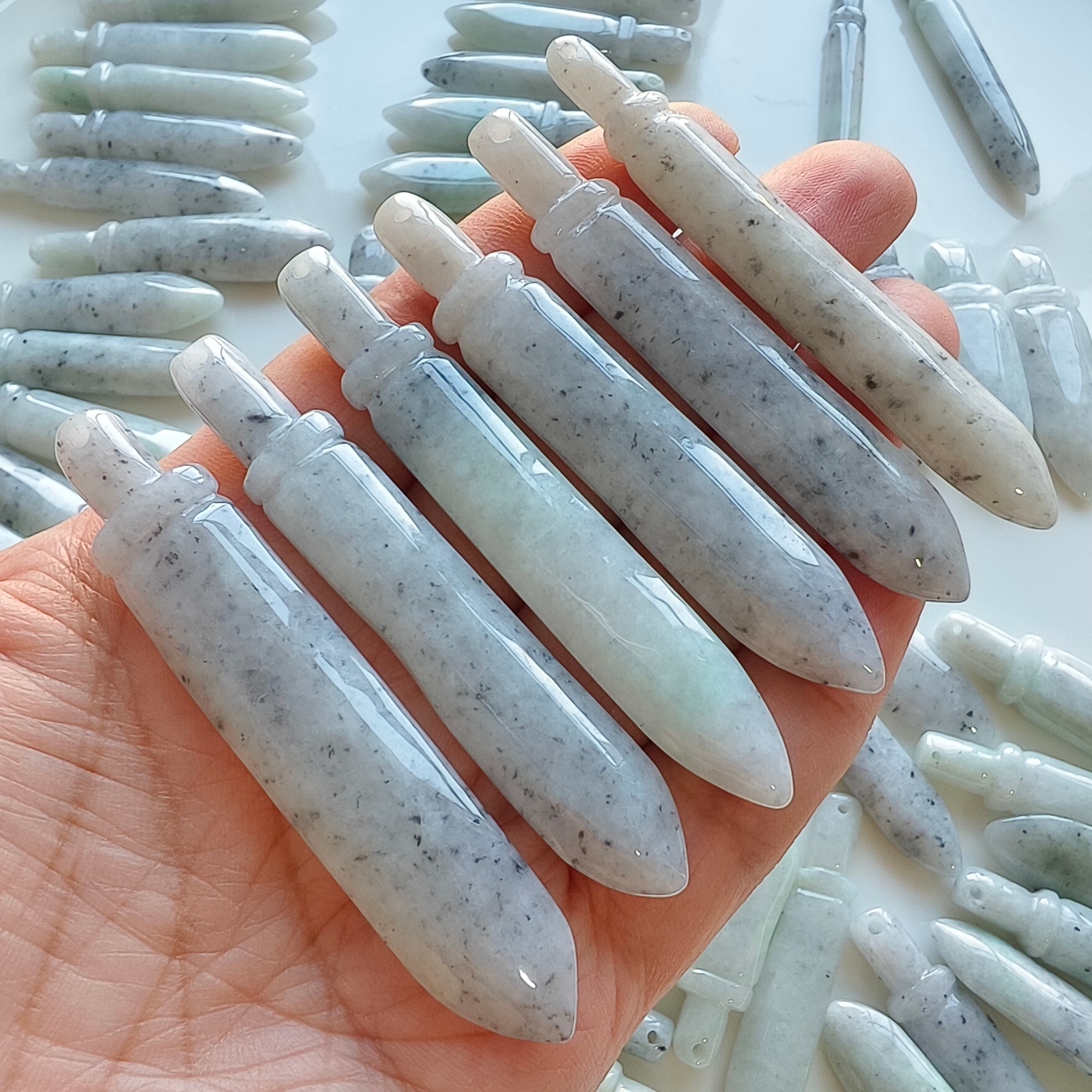 DDP 67-72mm Natural Certificated Type A Black Chicken Species Burmese Jadeite Sword Pendant
