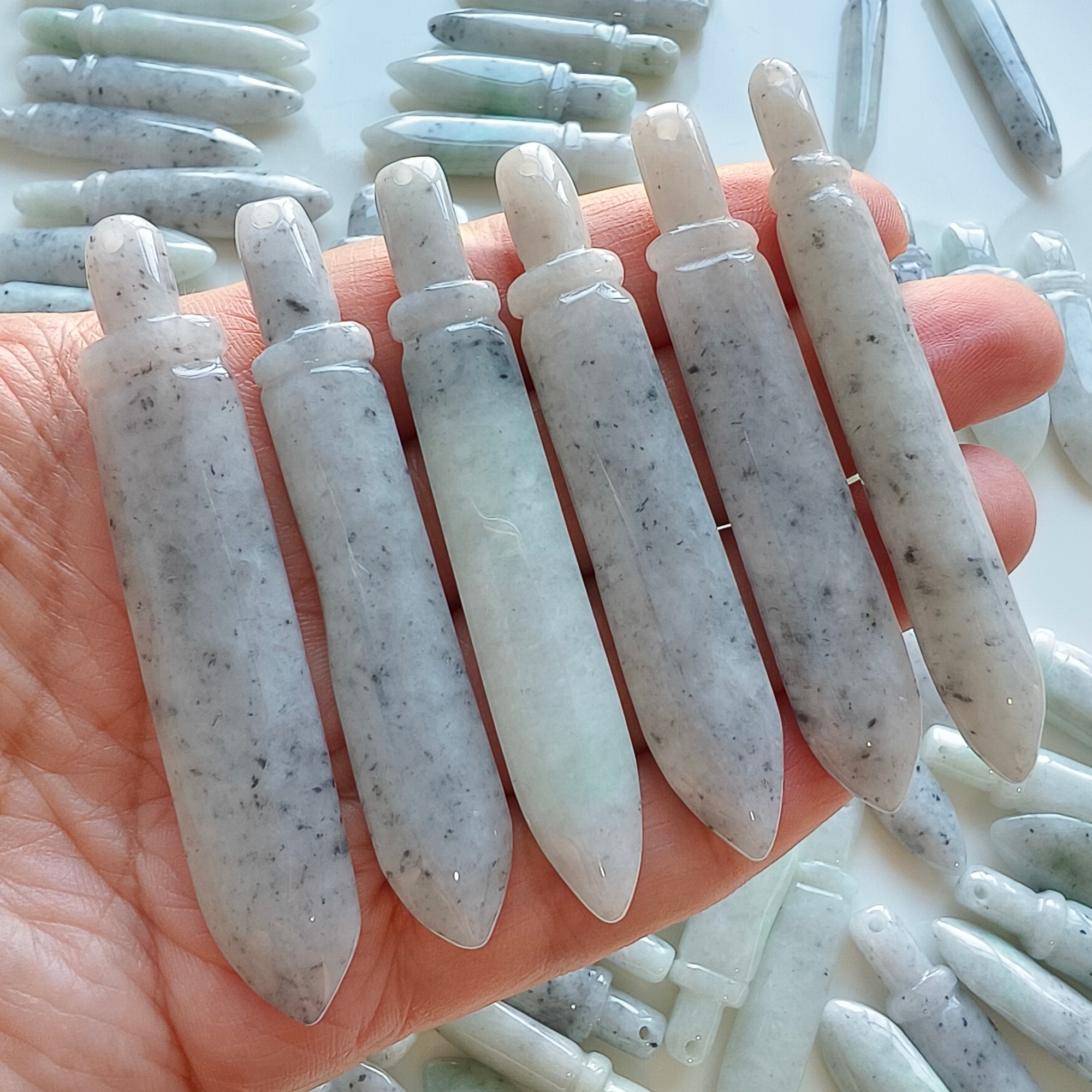 DDP 67-72mm Natural Certificated Type A Black Chicken Species Burmese Jadeite Sword Pendant