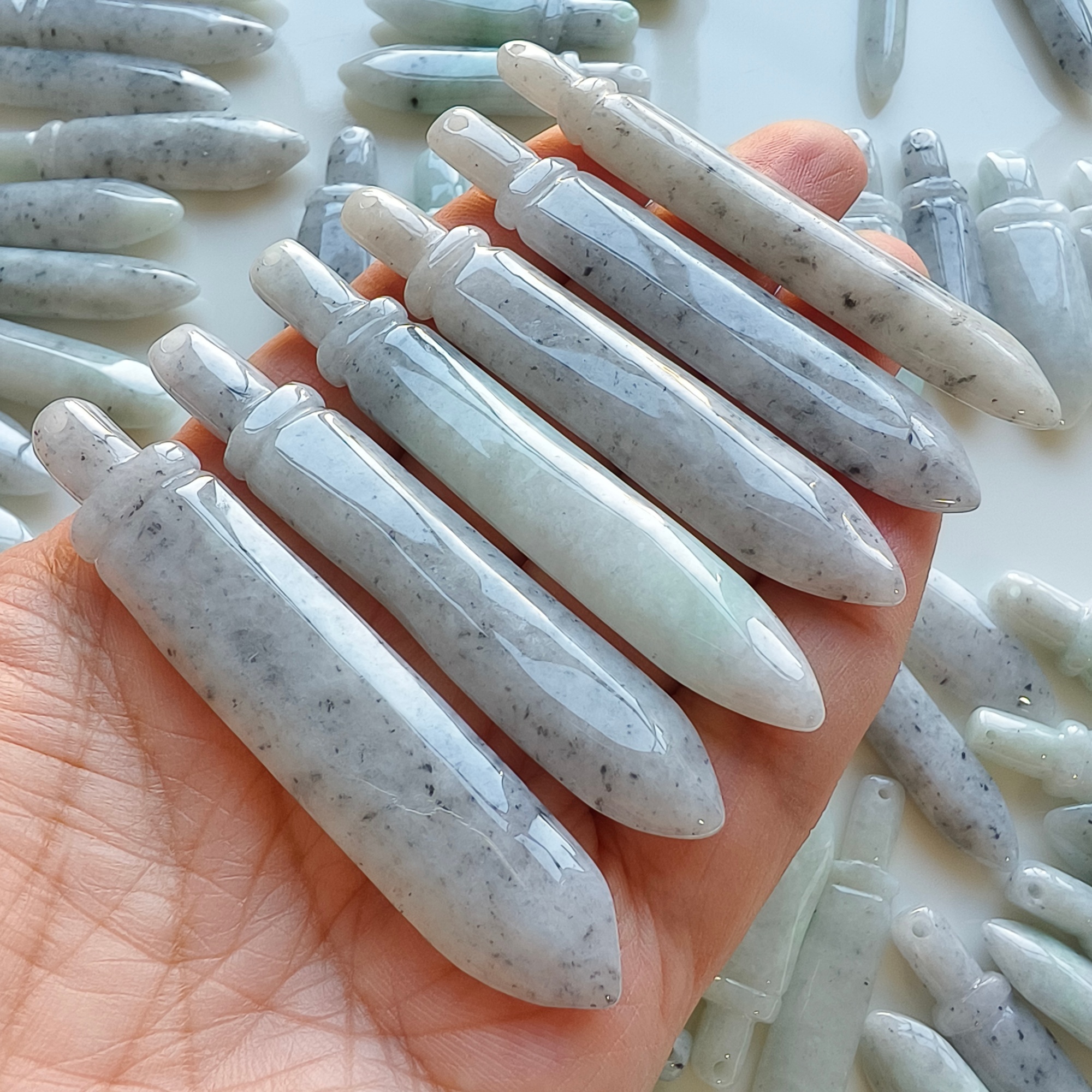 DDP 67-72mm Natural Certificated Type A Black Chicken Species Burmese Jadeite Sword Pendant