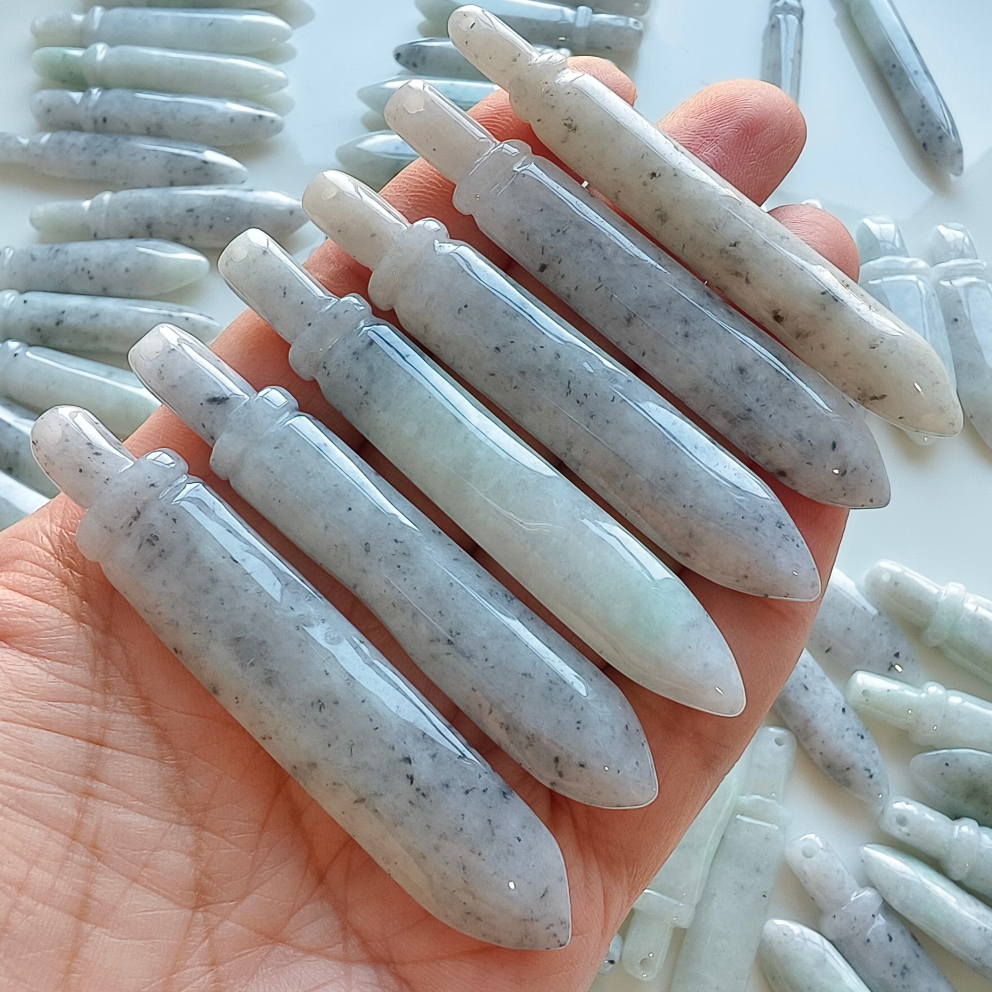 DDP 67-72mm Natural Certificated Type A Black Chicken Species Burmese Jadeite Sword Pendant