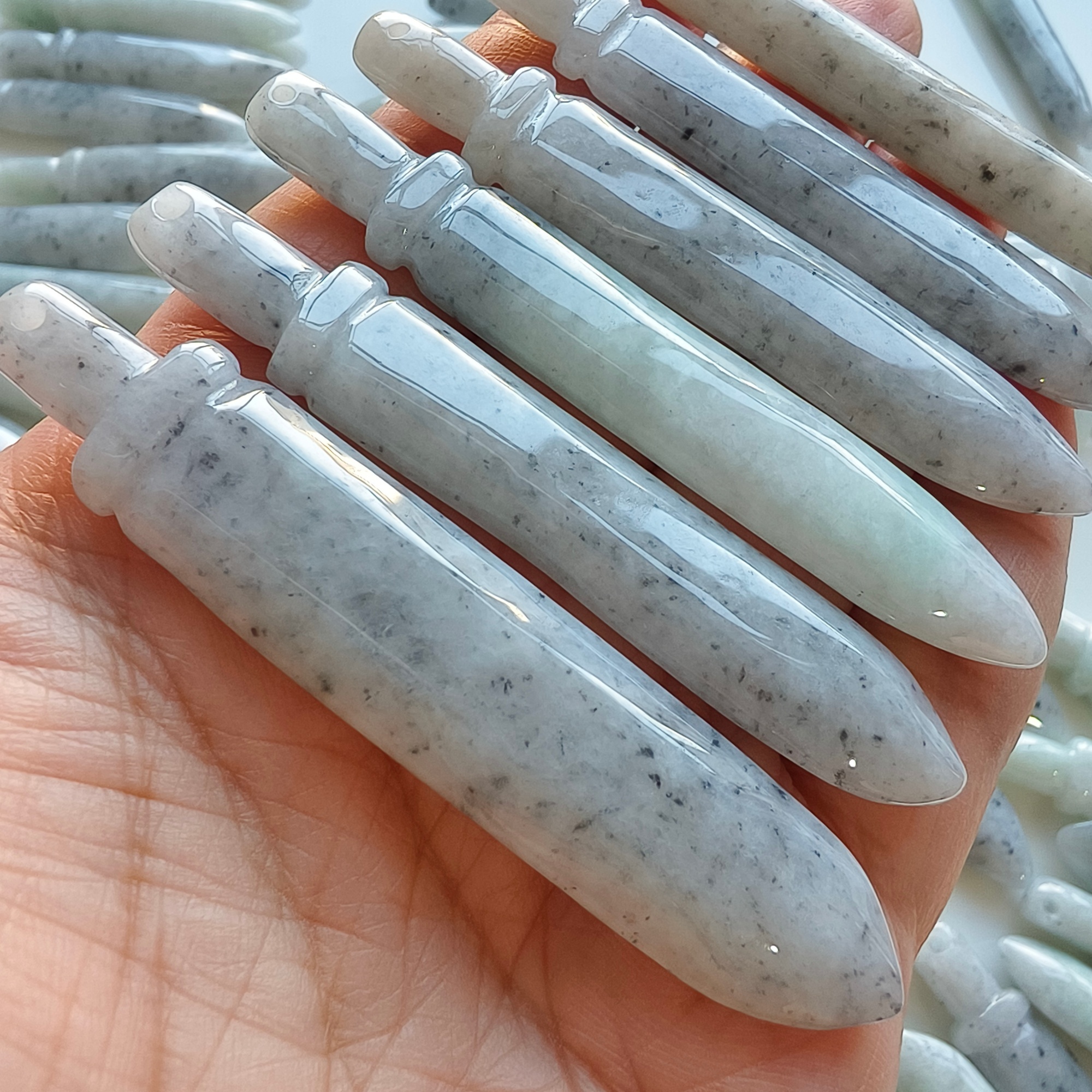 DDP 67-72mm Natural Certificated Type A Black Chicken Species Burmese Jadeite Sword Pendant