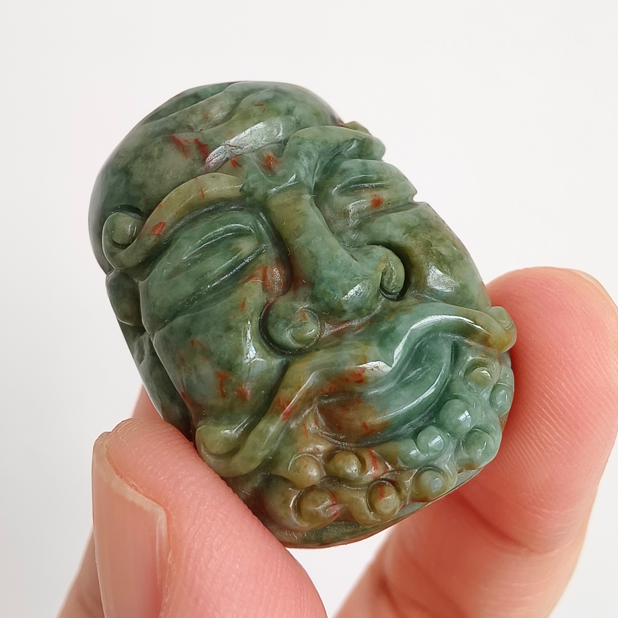 DDP 34.5mm Natural Certificated Green Yellow Burmese Jadeite Arhat Pendant