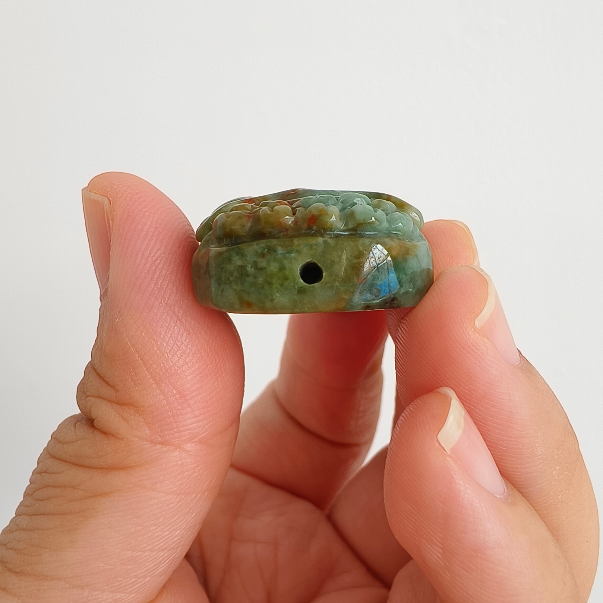 DDP 34.5mm Natural Certificated Green Yellow Burmese Jadeite Arhat Pendant