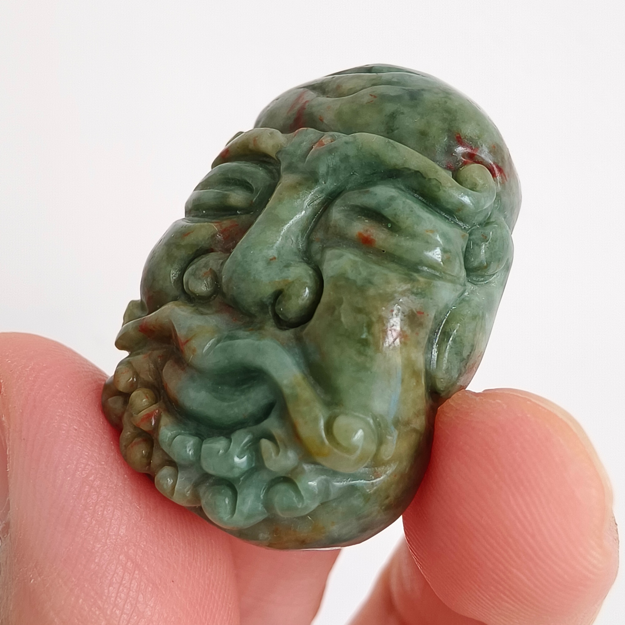DDP 34.5mm Natural Certificated Green Yellow Burmese Jadeite Arhat Pendant