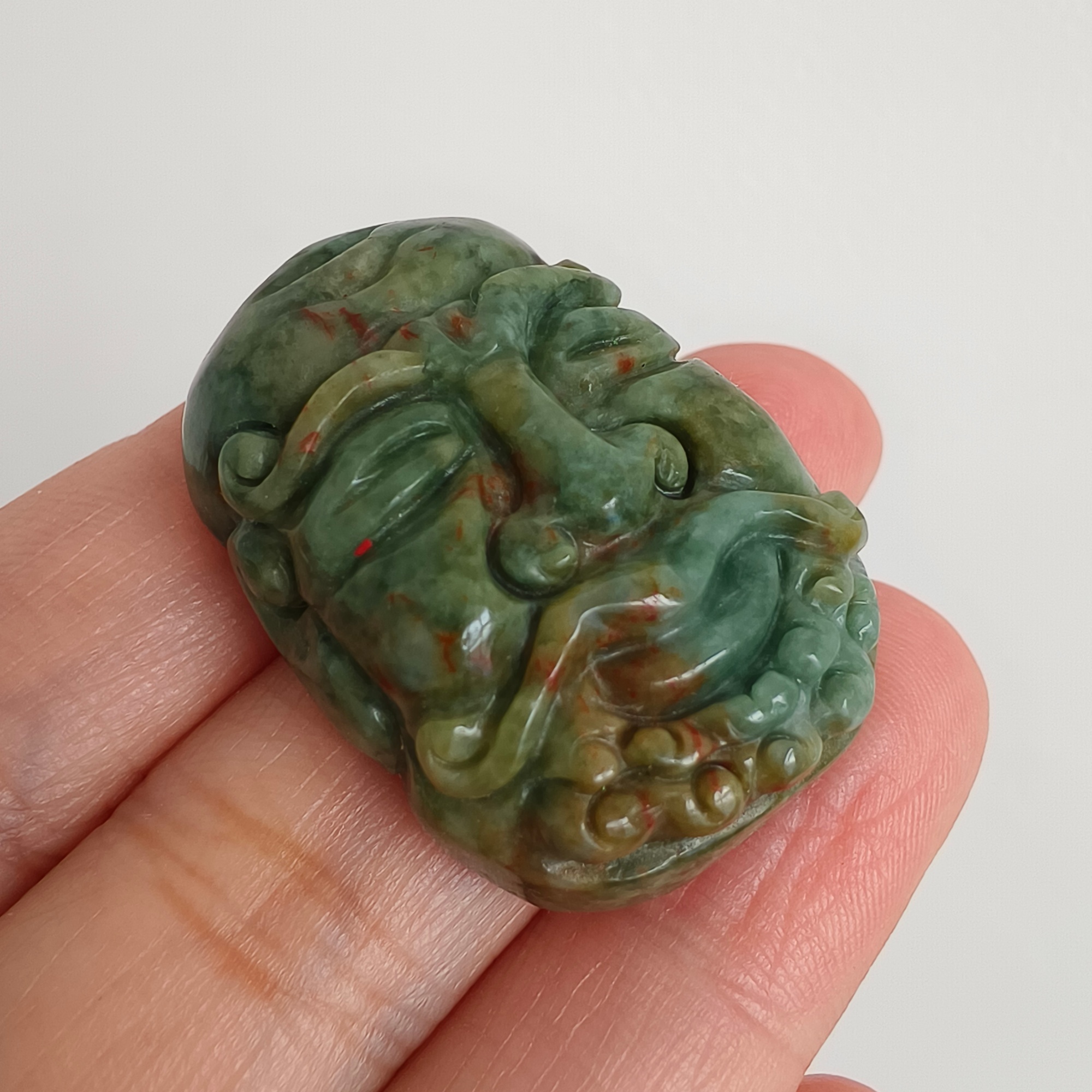 DDP 34.5mm Natural Certificated Green Yellow Burmese Jadeite Arhat Pendant