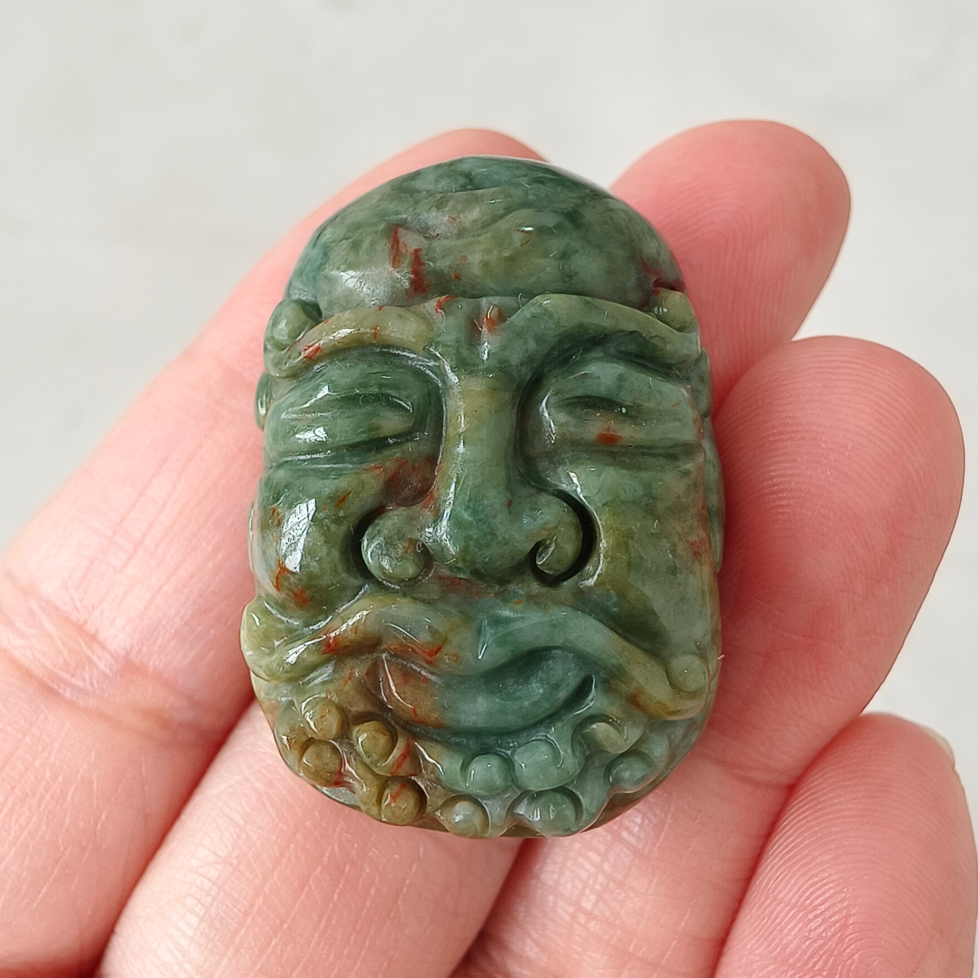 DDP 34.5mm Natural Certificated Green Yellow Burmese Jadeite Arhat Pendant