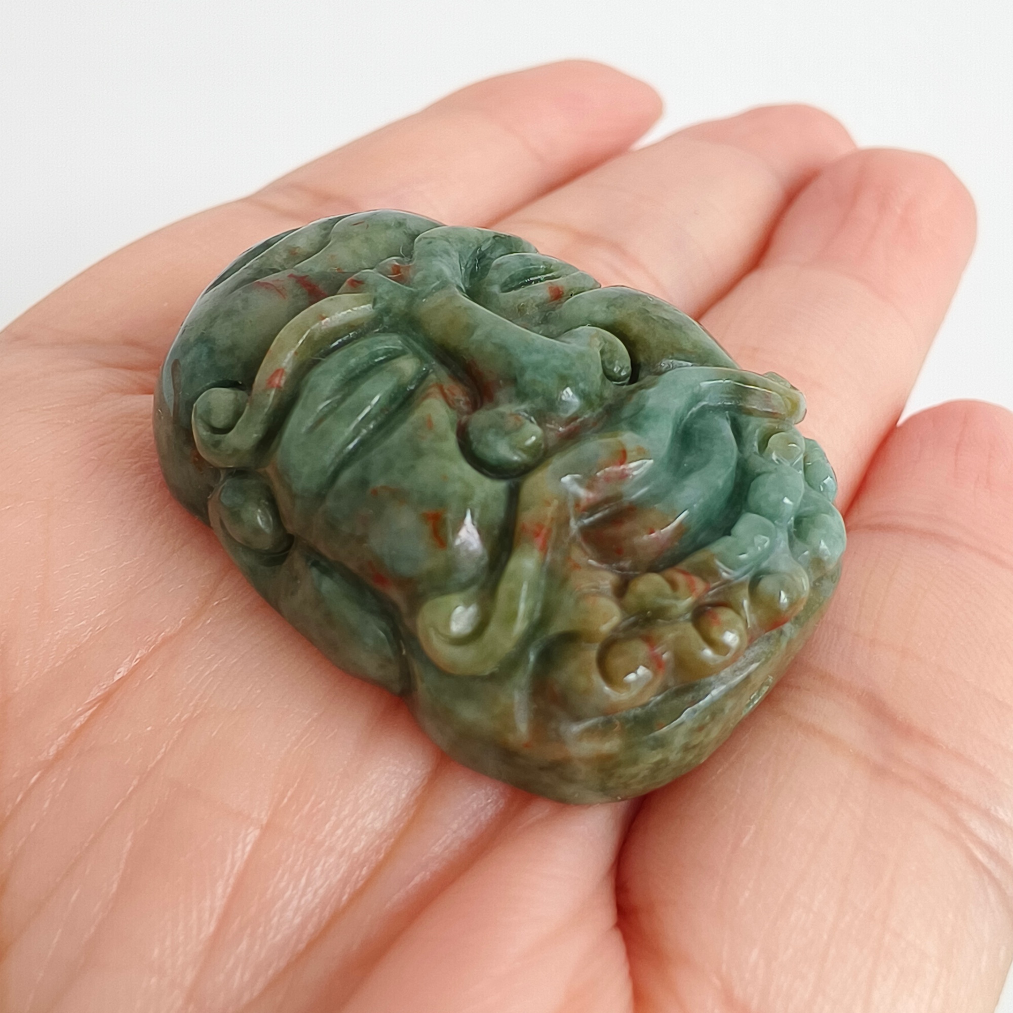 DDP 34.5mm Natural Certificated Green Yellow Burmese Jadeite Arhat Pendant