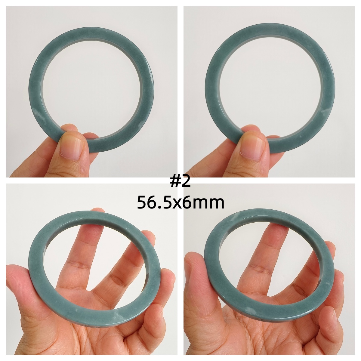 DDP 53.5-62mm Natural Type A Blue Guatemalan Jadeite Round Band Bangle