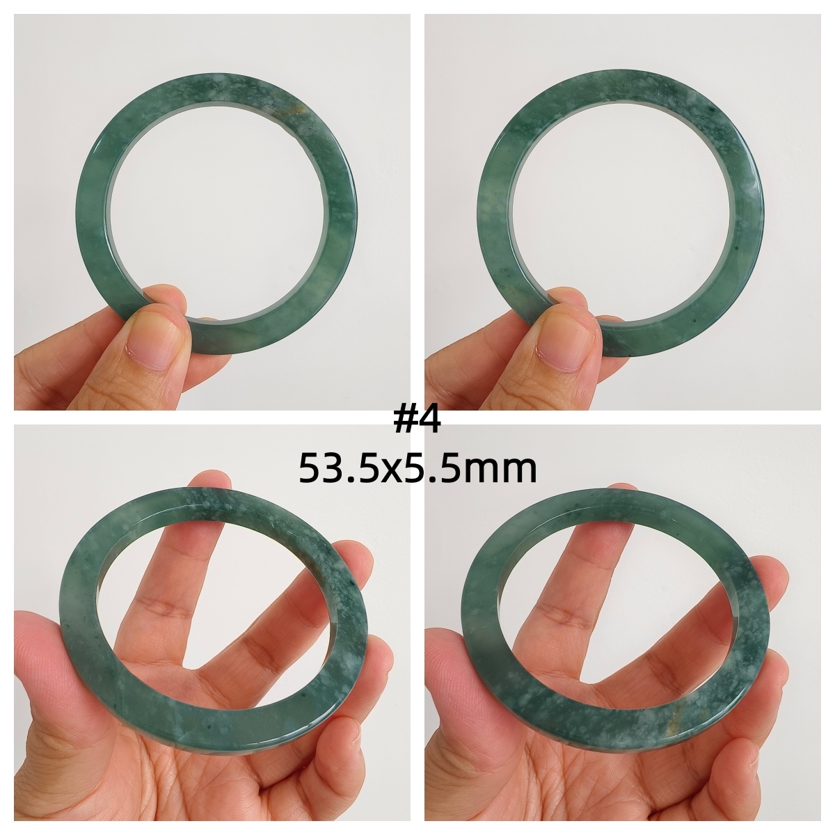 DDP 53.5-62mm Natural Type A Blue Guatemalan Jadeite Round Band Bangle