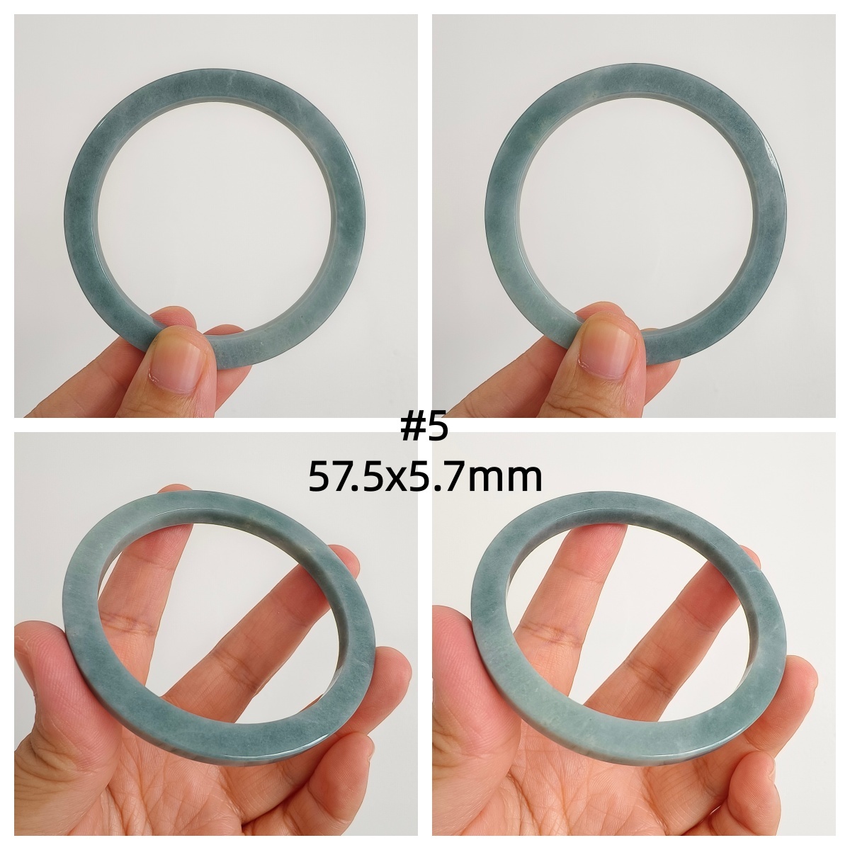 DDP 53.5-62mm Natural Type A Blue Guatemalan Jadeite Round Band Bangle